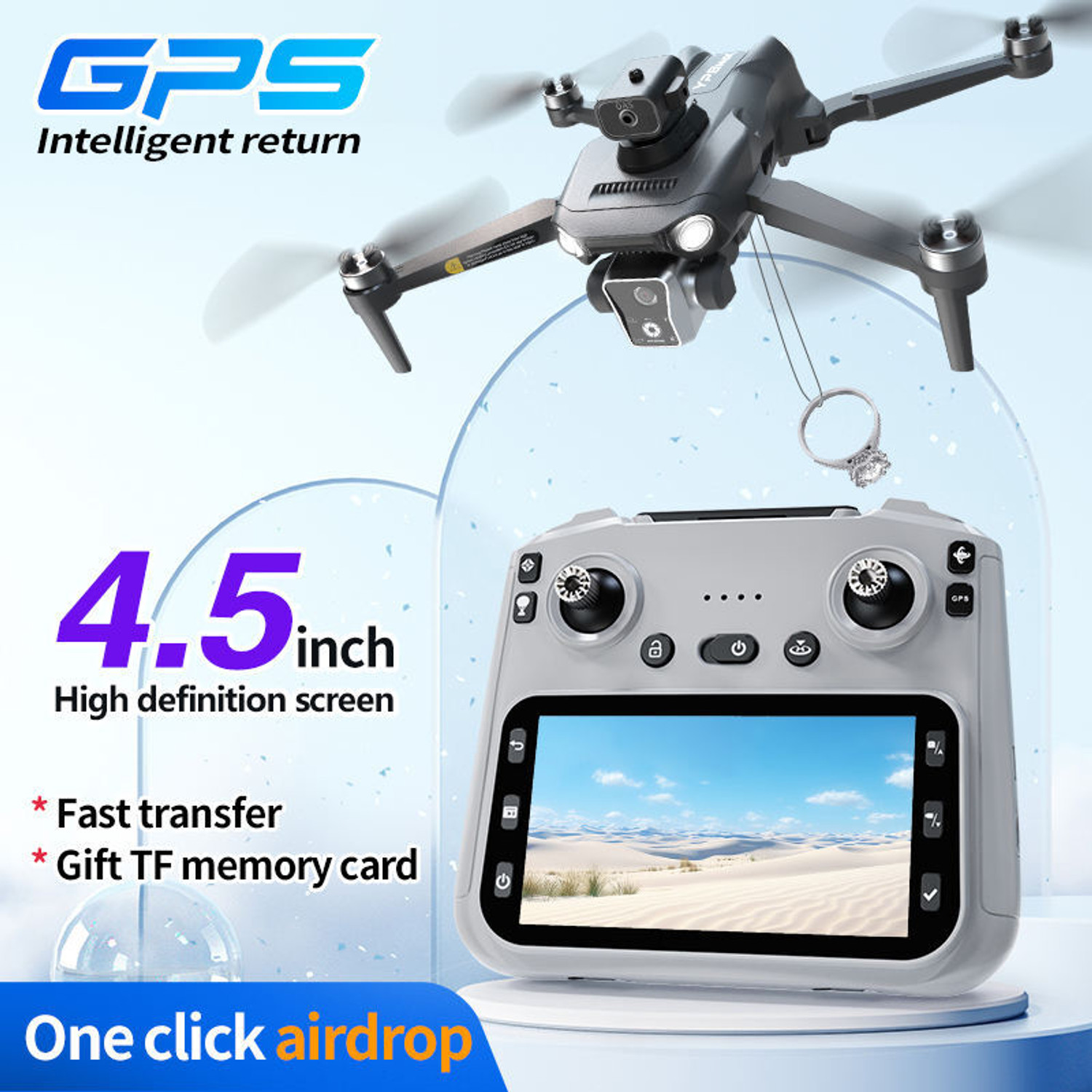 Image of Playtastic YP8 Max GPS Drone with Camera Brushless 4.5-inch Screen Drone