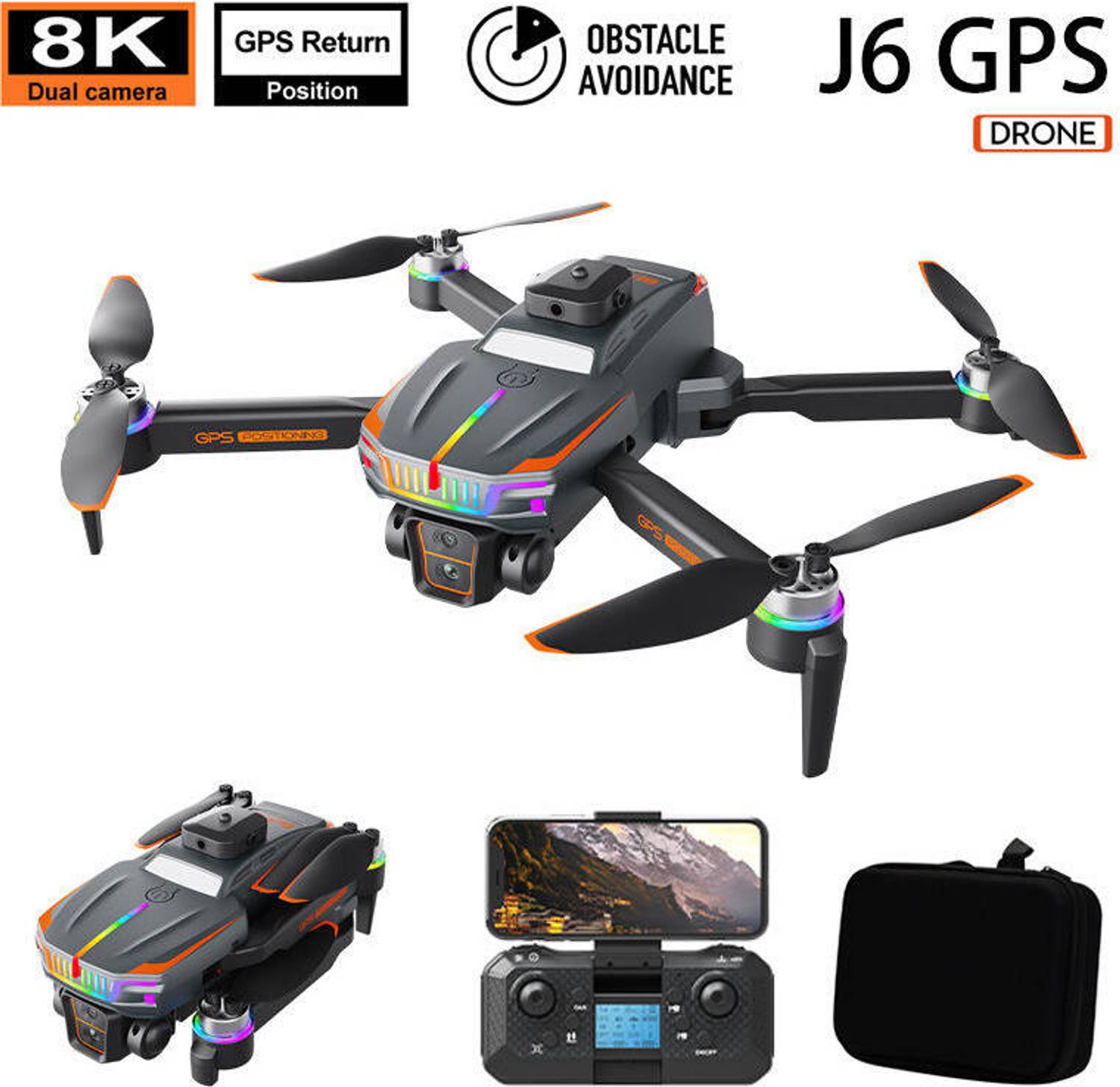 BYGO J6 Pro Brushless Motor Drone Camera Drone 480p with 360°, Headless Mode Drone