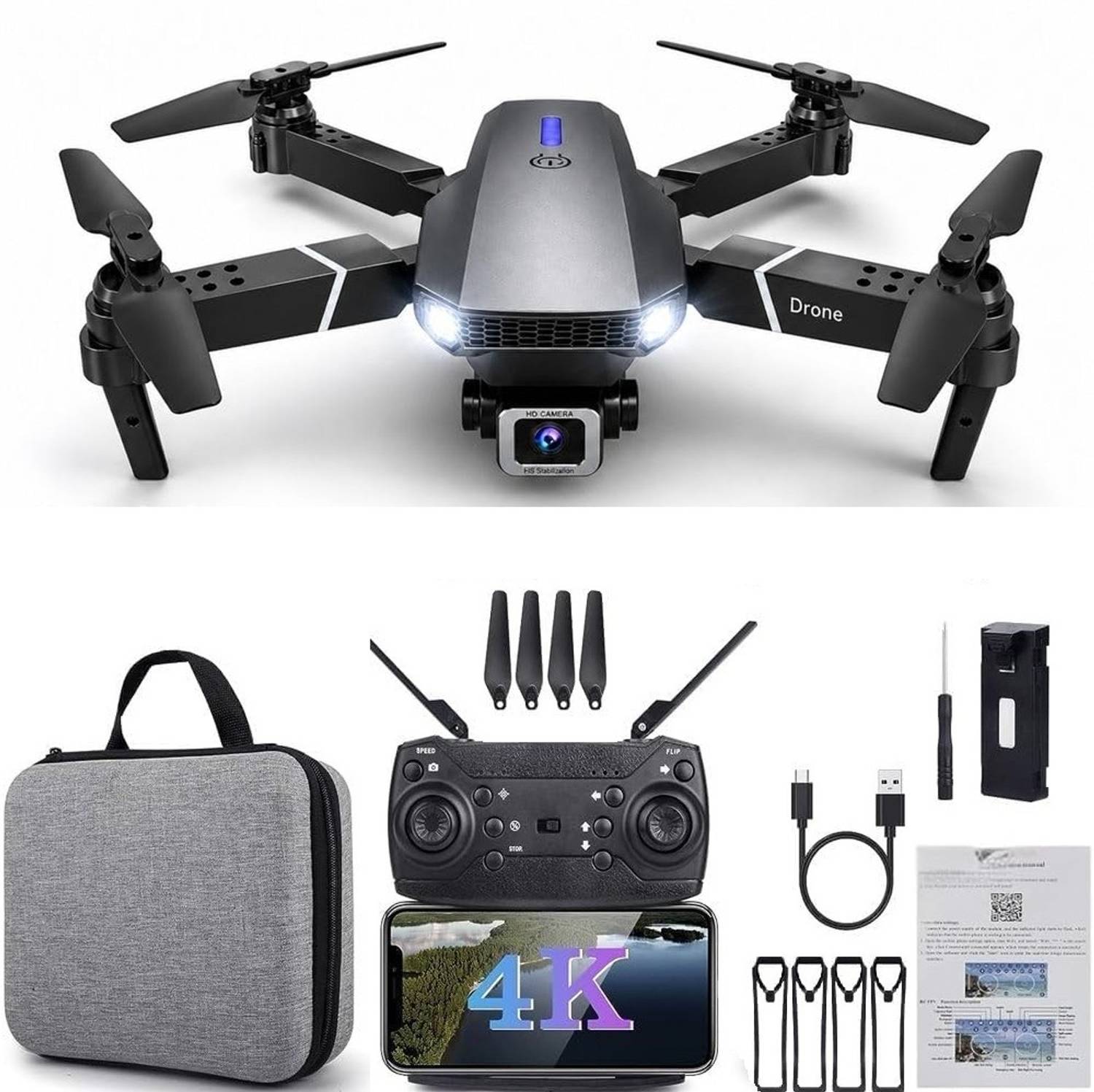 FLORASTICK 4k dual camera drone E88 Pro Foldable-Quadcopter Long Battery Life-WIFI Drone