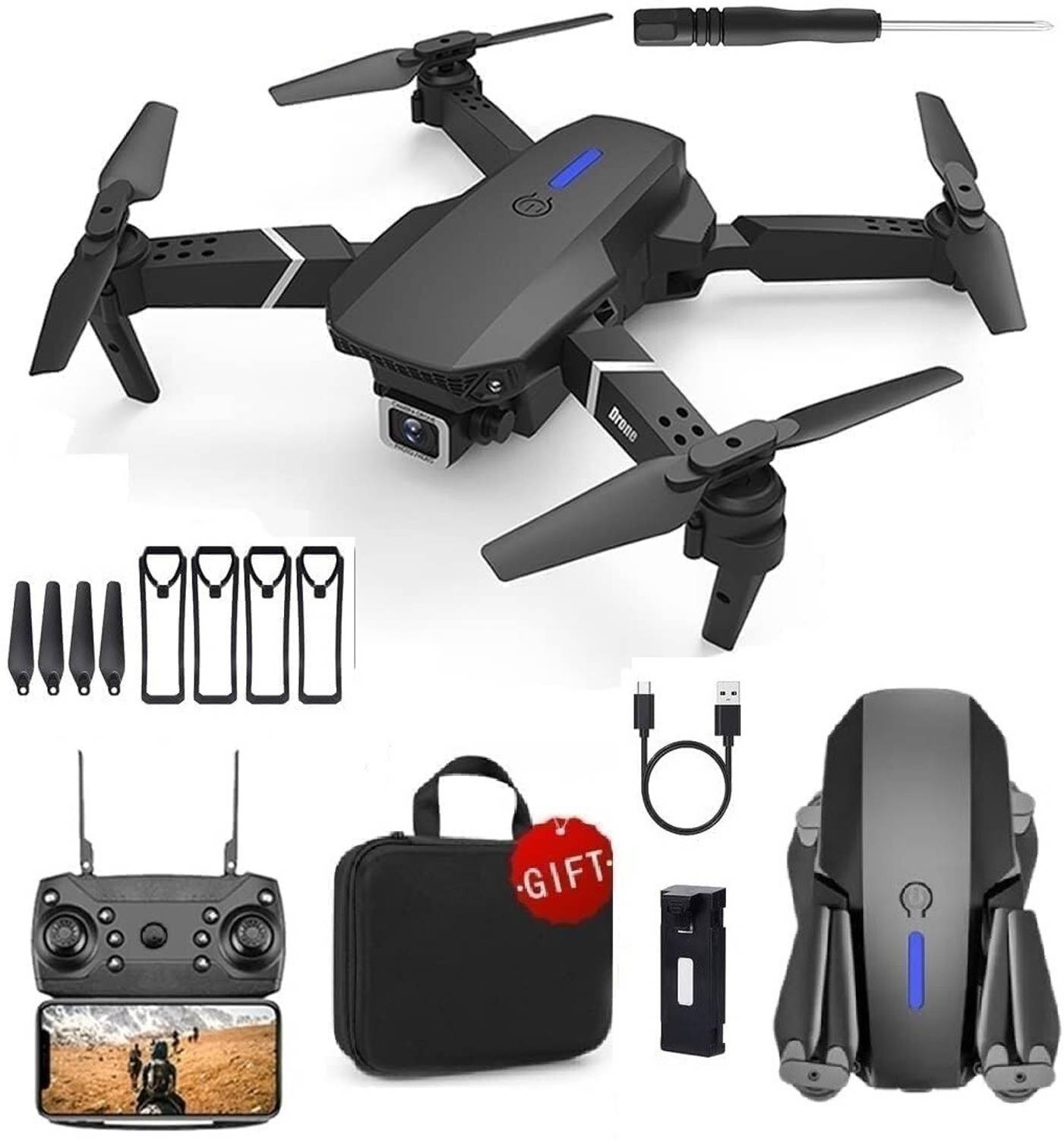 TJOI E88 Pro Compact Foldable Wi-Fi FPV Drone with HD Camera Drone