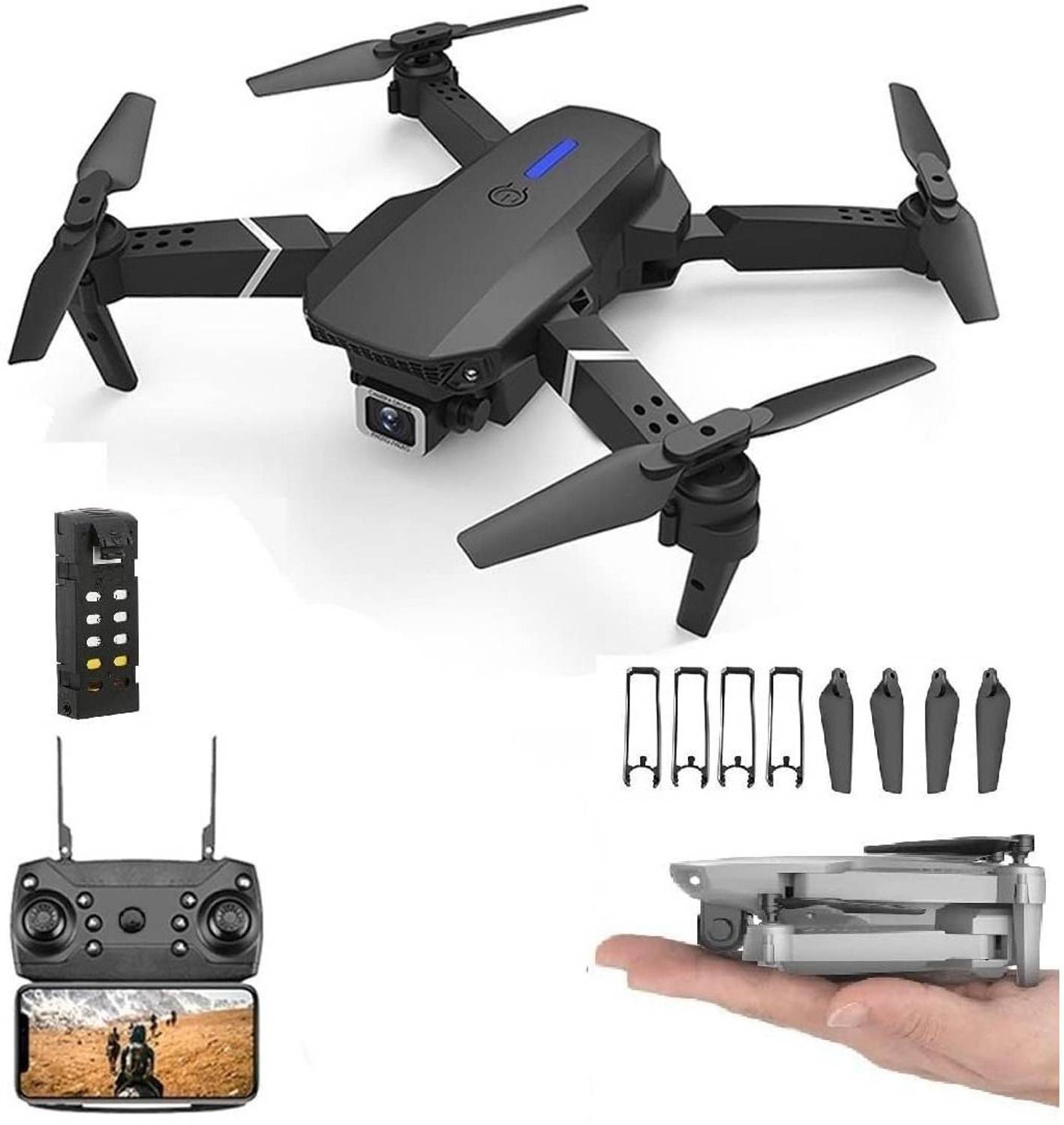 RECTITUDE Foldable Toy-Drone with HQ-WiFi-Camera-Remote-Control-for-Kids Selfie-Flips Drone