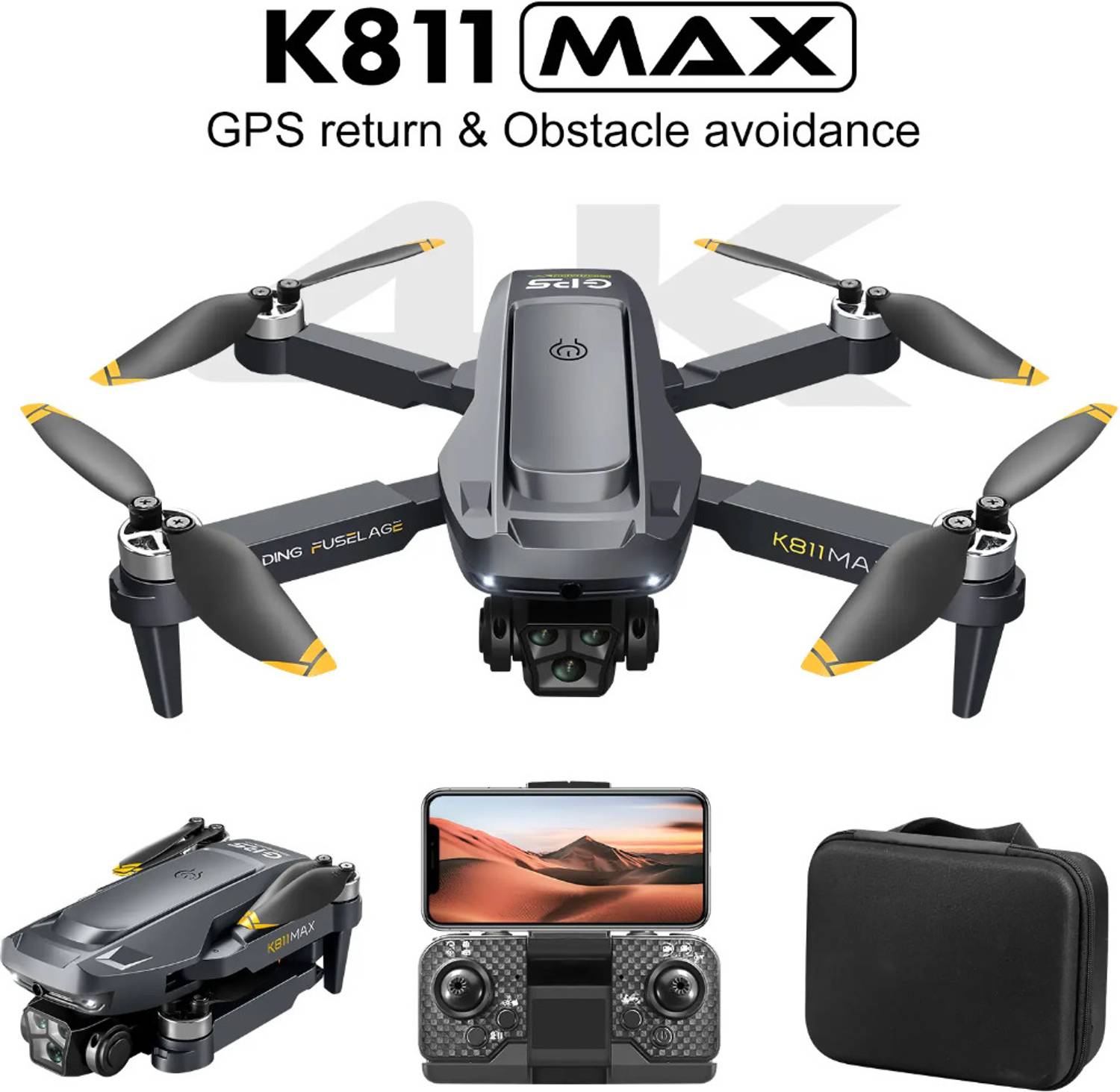 ERHIndia K811 MAX RC Drone is a foldable, GPS-enabled drone designed for beginner pilots Drone