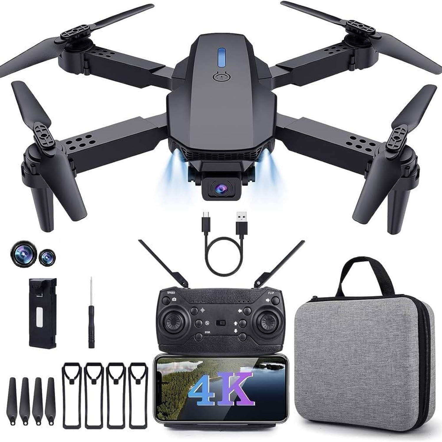 Latestflexi RC 4K Dual Camera Drone Trajectory Flight Long Battery Life Altitude Hold-WiFi Drone