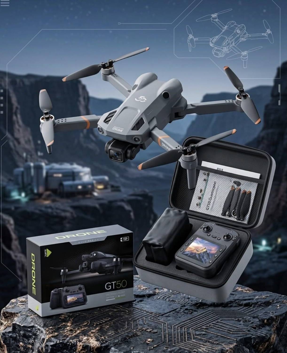 DADA GT50 Foldable 4K Drone with Screen Remote