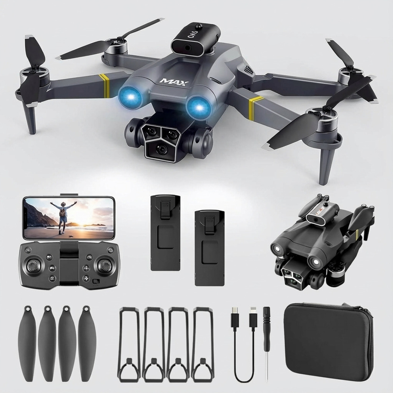 Image of DRONA M3 Max Foldable Mini Drone with HD Camera, Brushless Motor and FPV Live View Drone