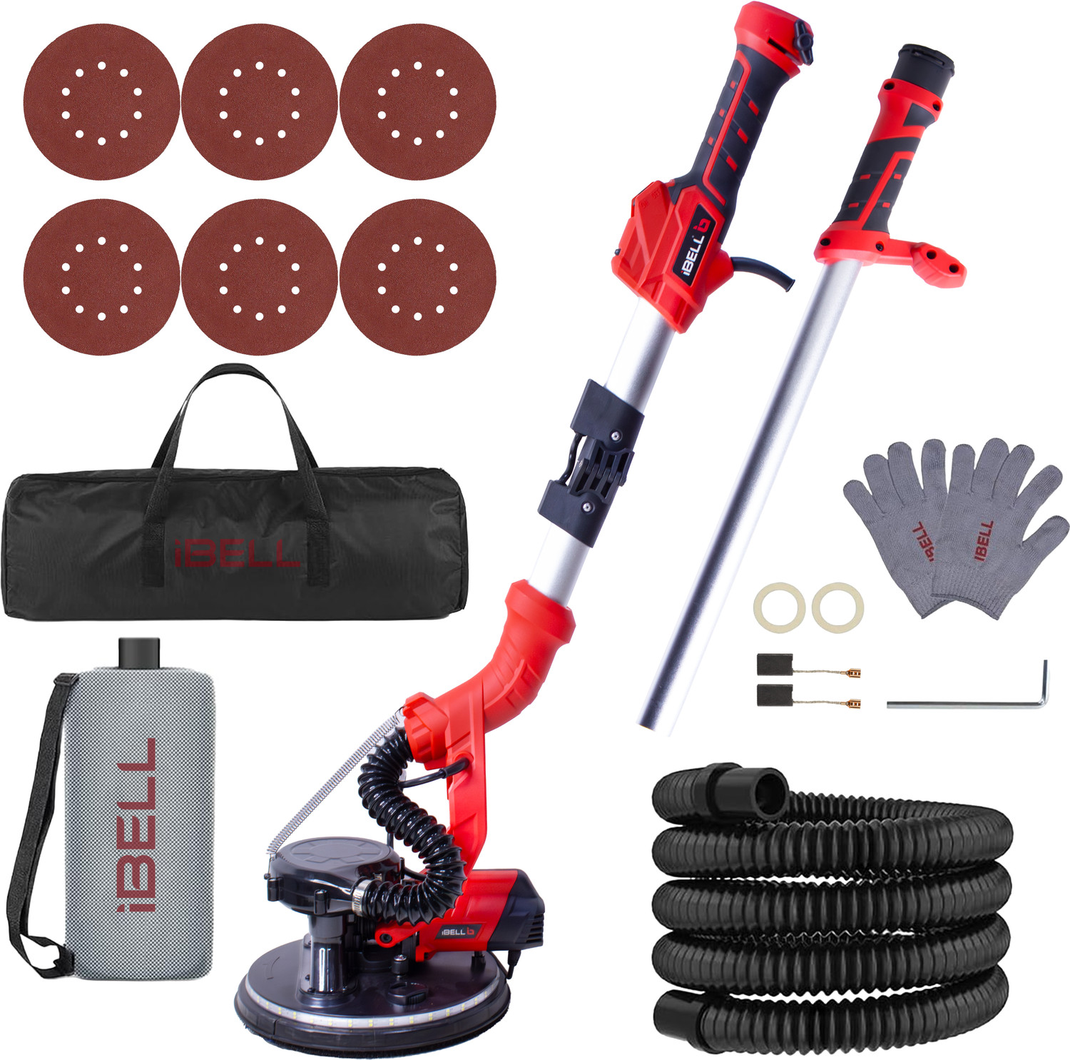 Image of iBELL IBL LS25-85 Drywall Sander Long Handle 9 inch /215mm,1000W,900-1800RPM Variable Speed Drywall Sander
