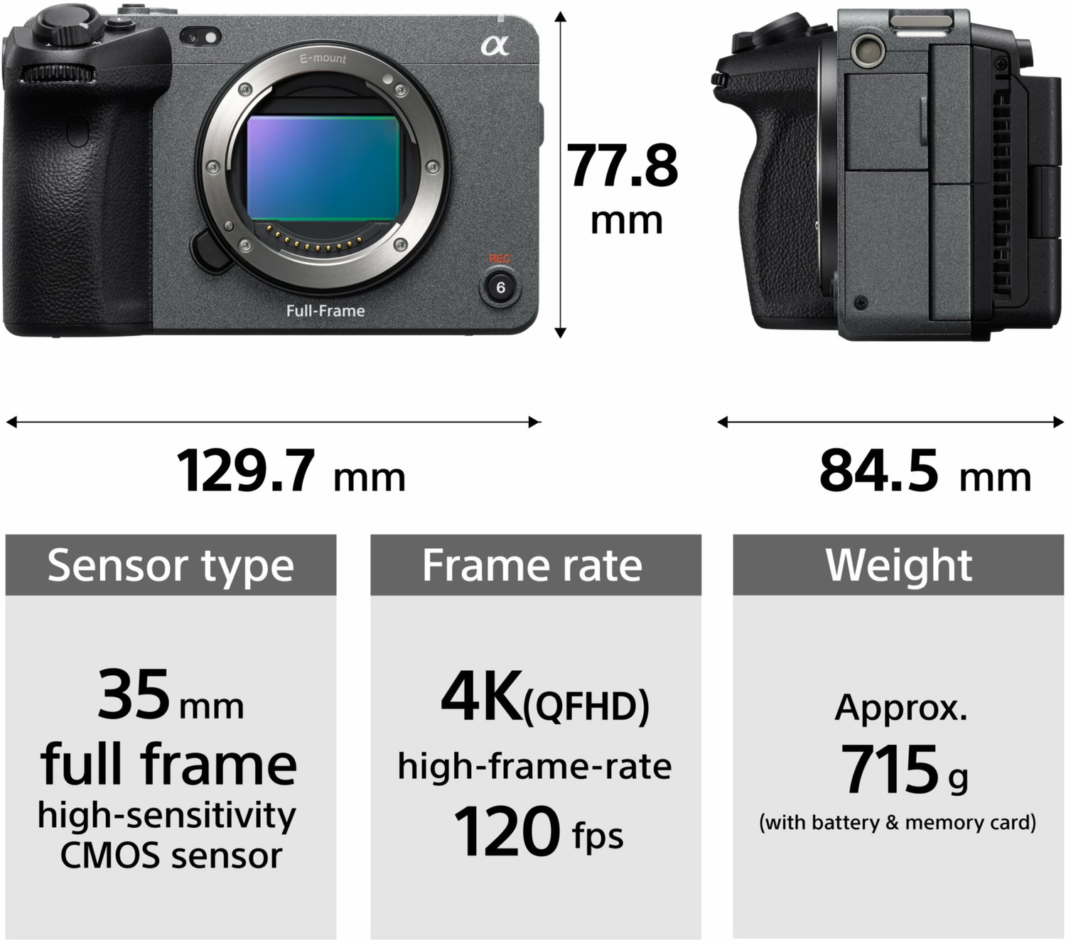 Image of SONY ILME-FX3 Mirrorless Camera Body Only