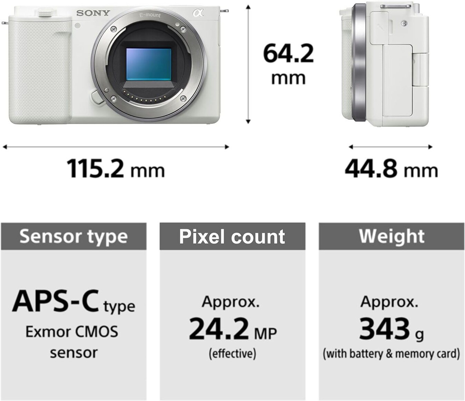 Image of SONY Alpha 80850521 Mirrorless Camera Body with 16-50mm Zoom Lens 24.2 MP APS-C Sensor,Designed for easy selfie and vlog shoots