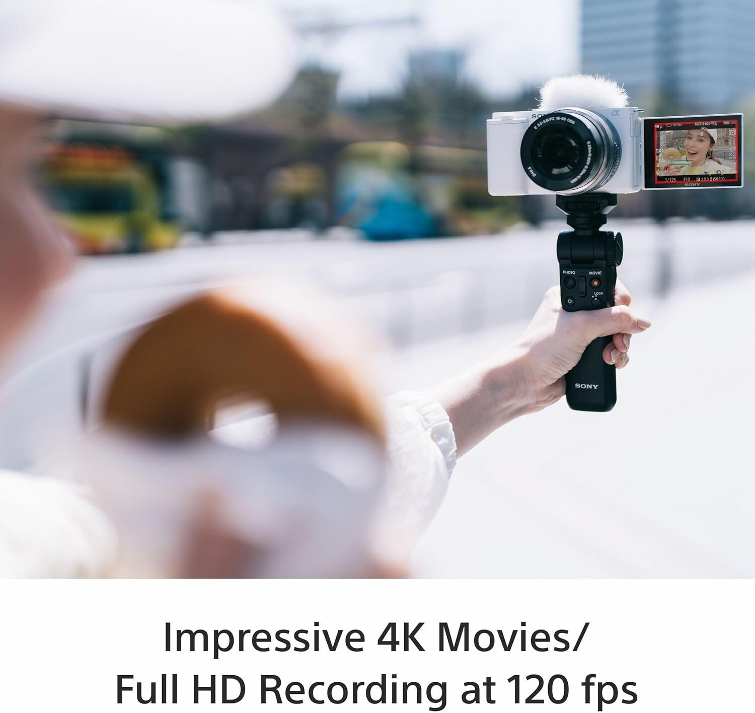 Image of SONY Alpha 80850521 Mirrorless Camera Body with 16-50mm Zoom Lens 24.2 MP APS-C Sensor,Designed for easy selfie and vlog shoots