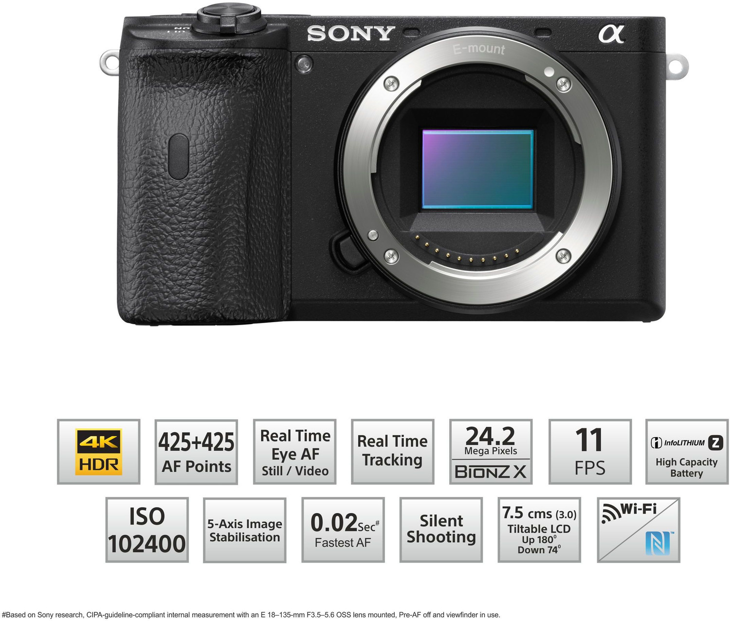 Image of SONY Alpha ILCE-6600 APS-C Mirrorless Camera Body Only Featuring Eye AF and 4K movie recording