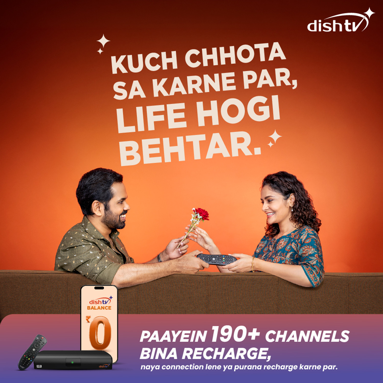 Image of Dish TV HD Set Top Box | DTH Connection | 1 Month Flexi HD Pack (Kannada) + Prime Lite Subscription | 1080p Full HD | Free Installation | Service