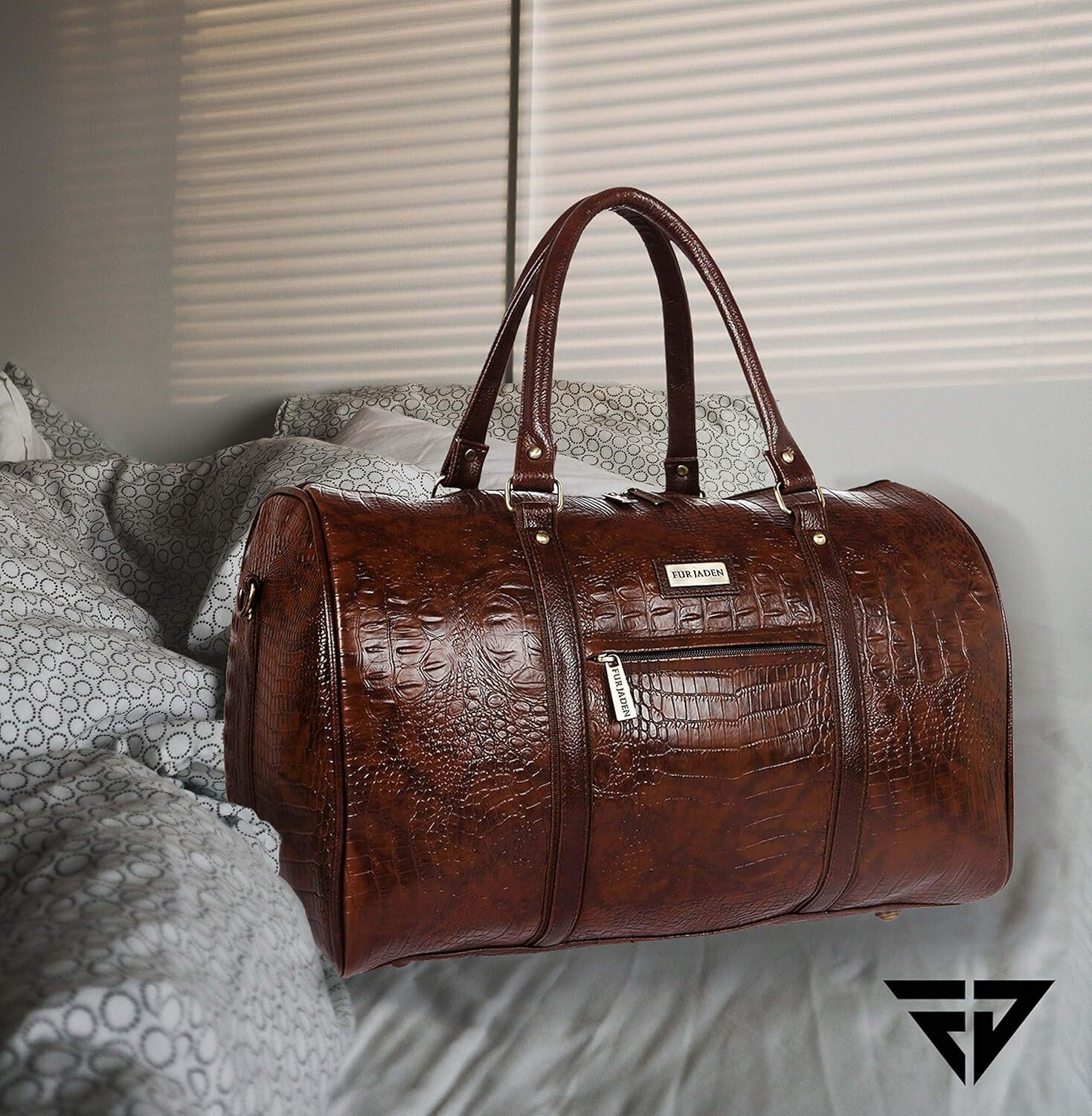 Image of FUR JADEN Textured Leatherette Weekender Stylish and Spacious Duffle Bag for Travel Duffel Without Wheels