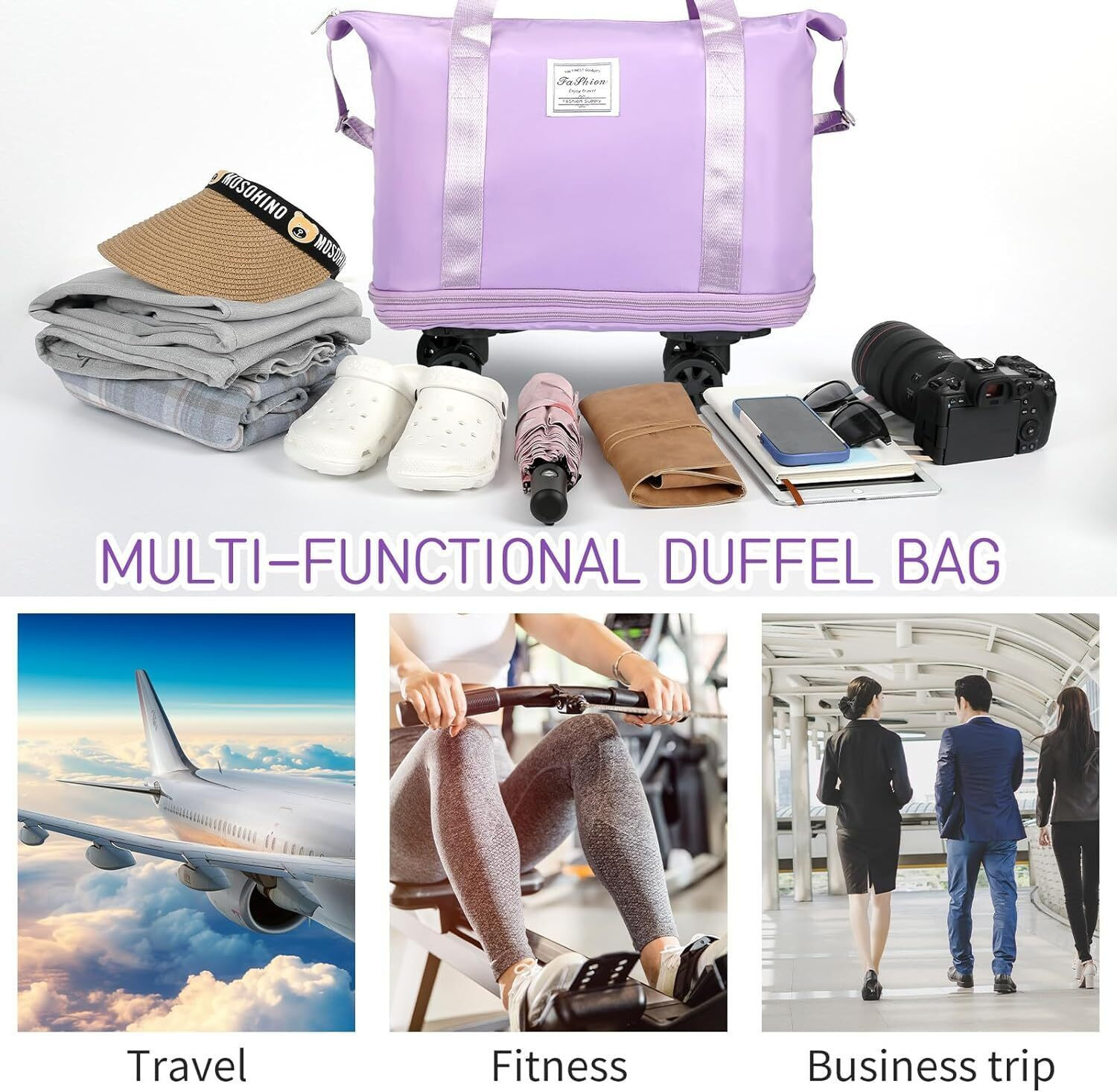 Image of Artify (Expandable) bagpurple Duffel With Wheels (Strolley)