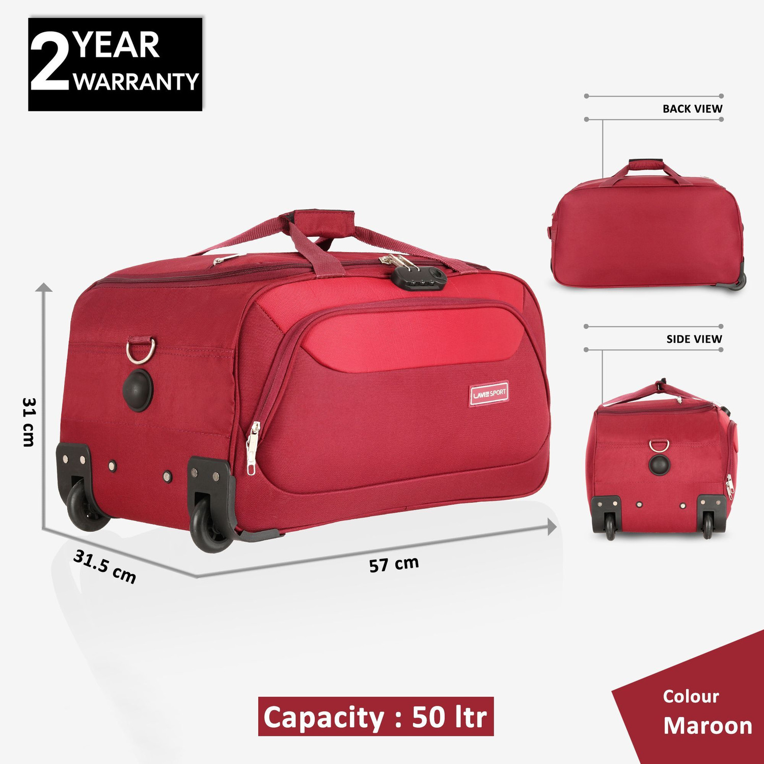 Image of Lavie Sport Sage Small Trolley Duffel With Wheels (Strolley)