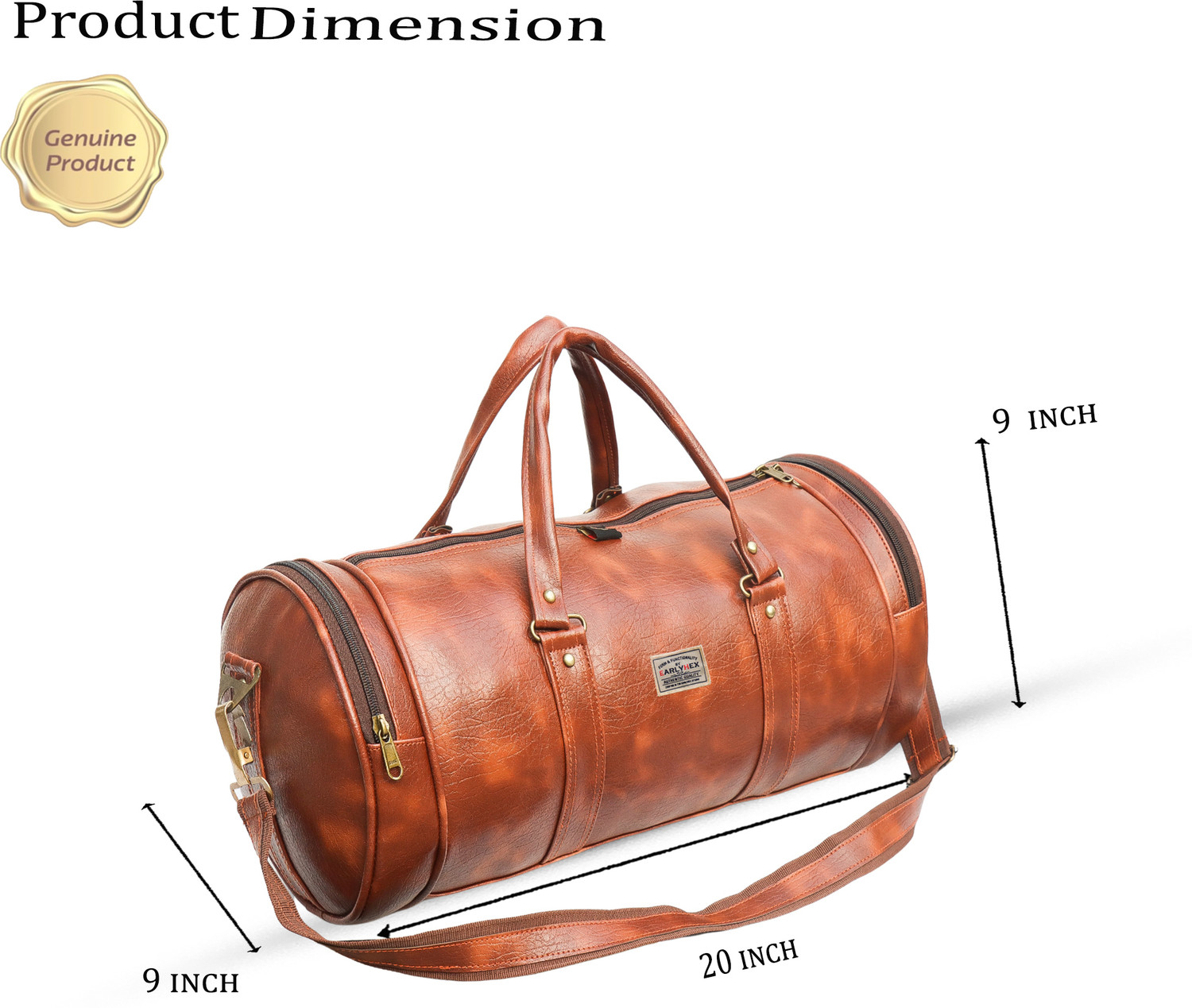 Image of EARLYHEX Premium Leatherite Travel & Gym Duffle Bag | Unisex Travel Bag Gym Duffel Bag