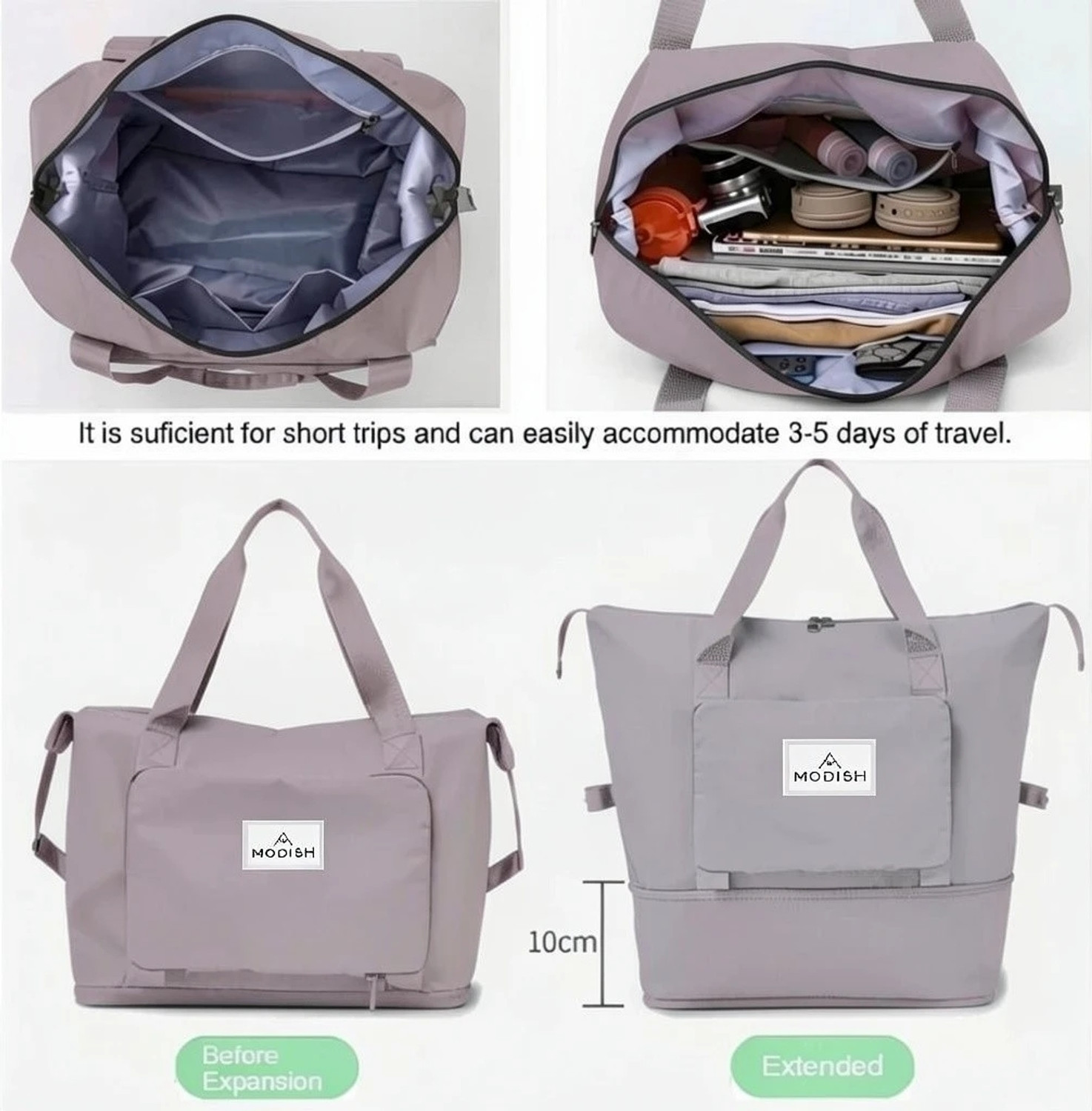 Image of MODISH (Expandable) Folding Travel Bag Waterproof Lightweight Handbag for Women Luggage Duffle Bags Gym Duffel Bag