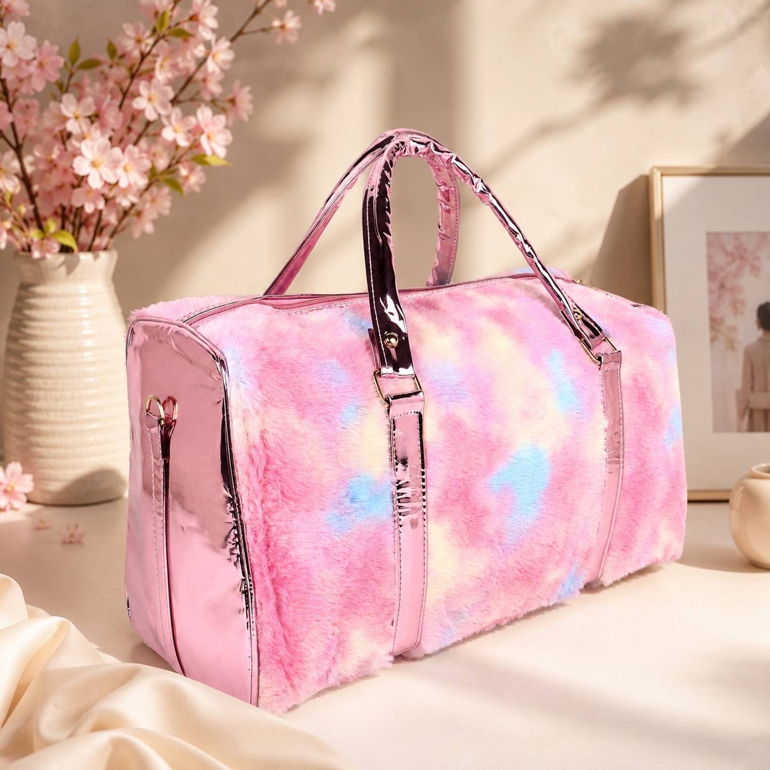 Sanjis Enterprise Large Fur Cute Trendy unisex Duffle Bag Handbag