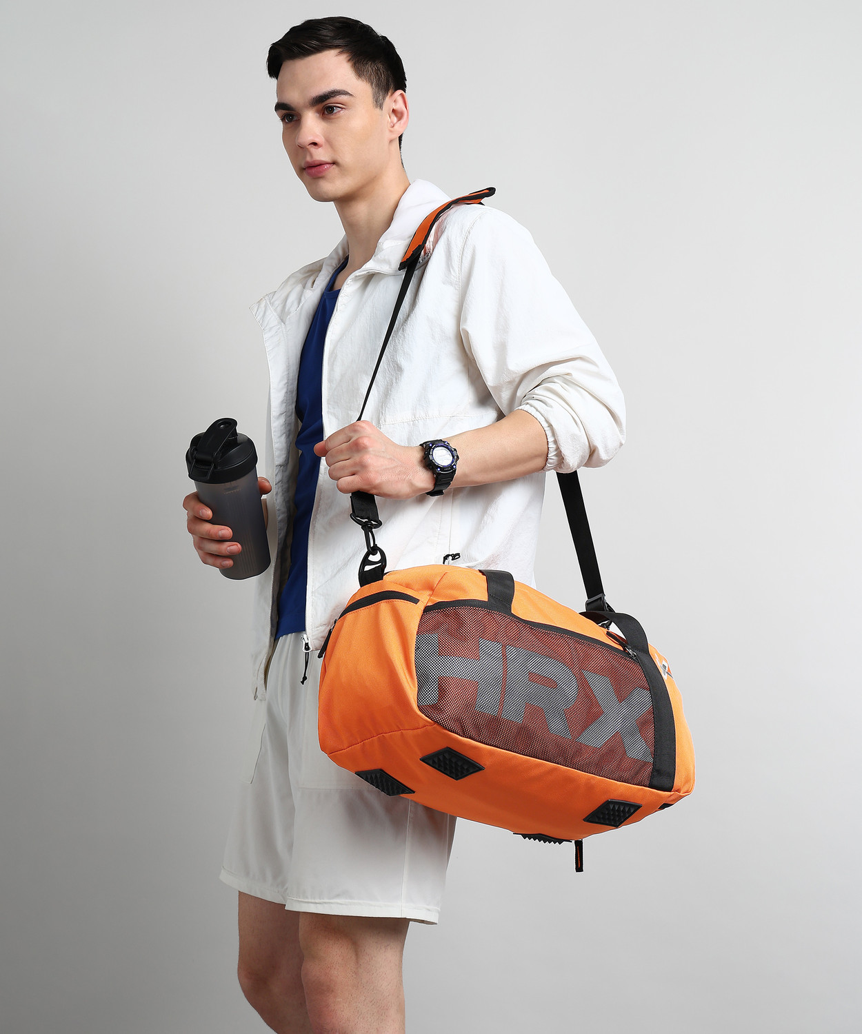 Image of HRX by Hrithik Roshan Unisex Gym Duffle Bag With Shoe Compartment & Slot For Yoga Mat Gym Duffel Bag