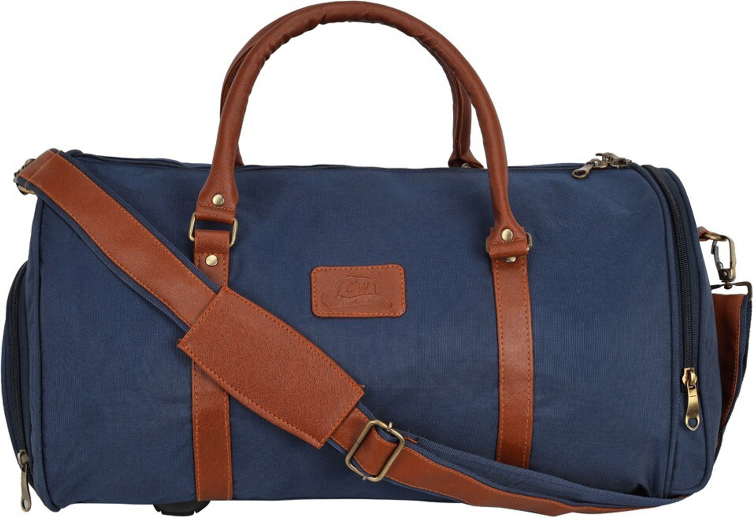 Image of Leather World Nylon Blue Color With Shoe Storage Duffel Without Wheels