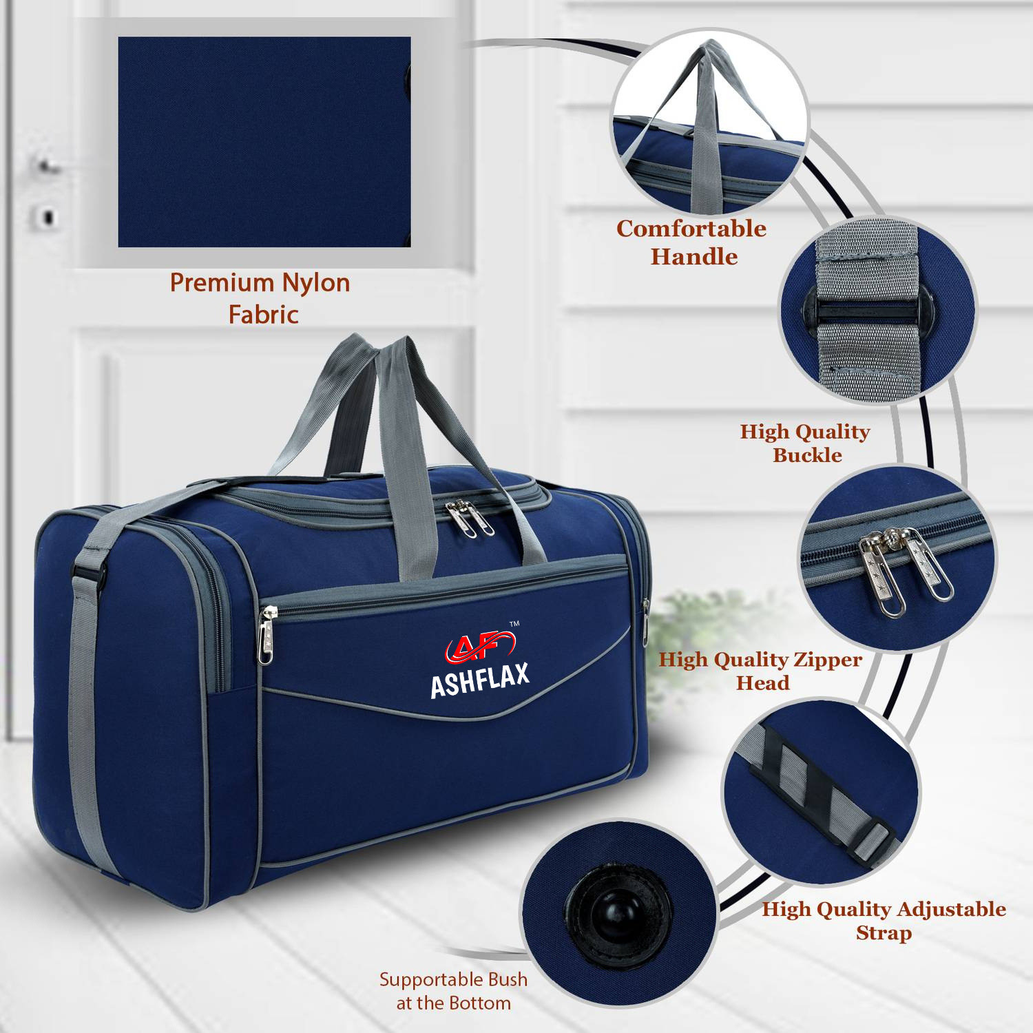 Image of ASHFLAX (Expandable) Stylish Light Weight High Qulity Duffle Bag /Travel Bag /Luggage bag Duffel Without Wheels
