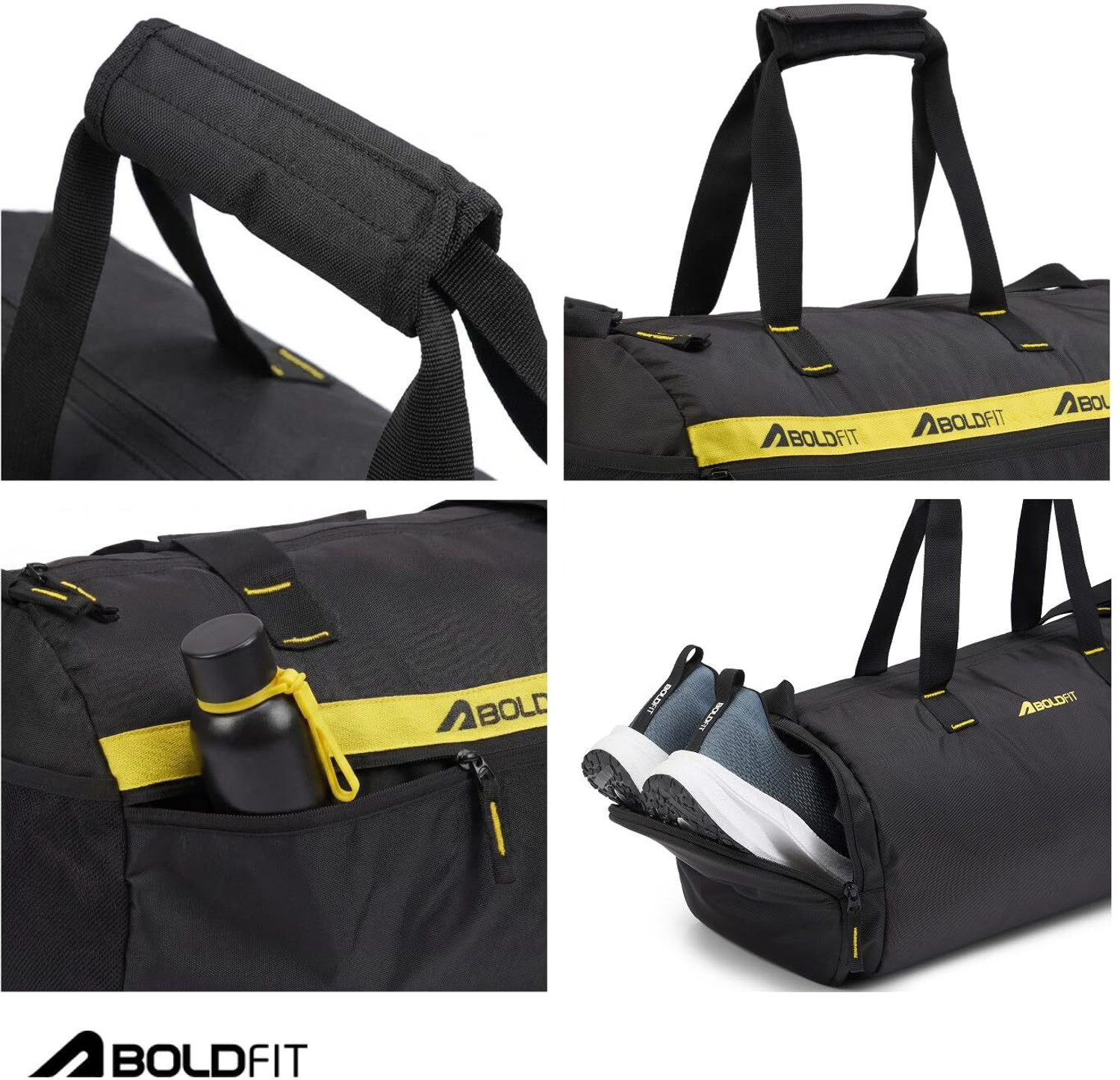 Image of BOLDFIT (Expandable) Gym Duffel Bag Waterproof Travel Bag with Multiple Compartments for Men & Women Gym Duffel Bag