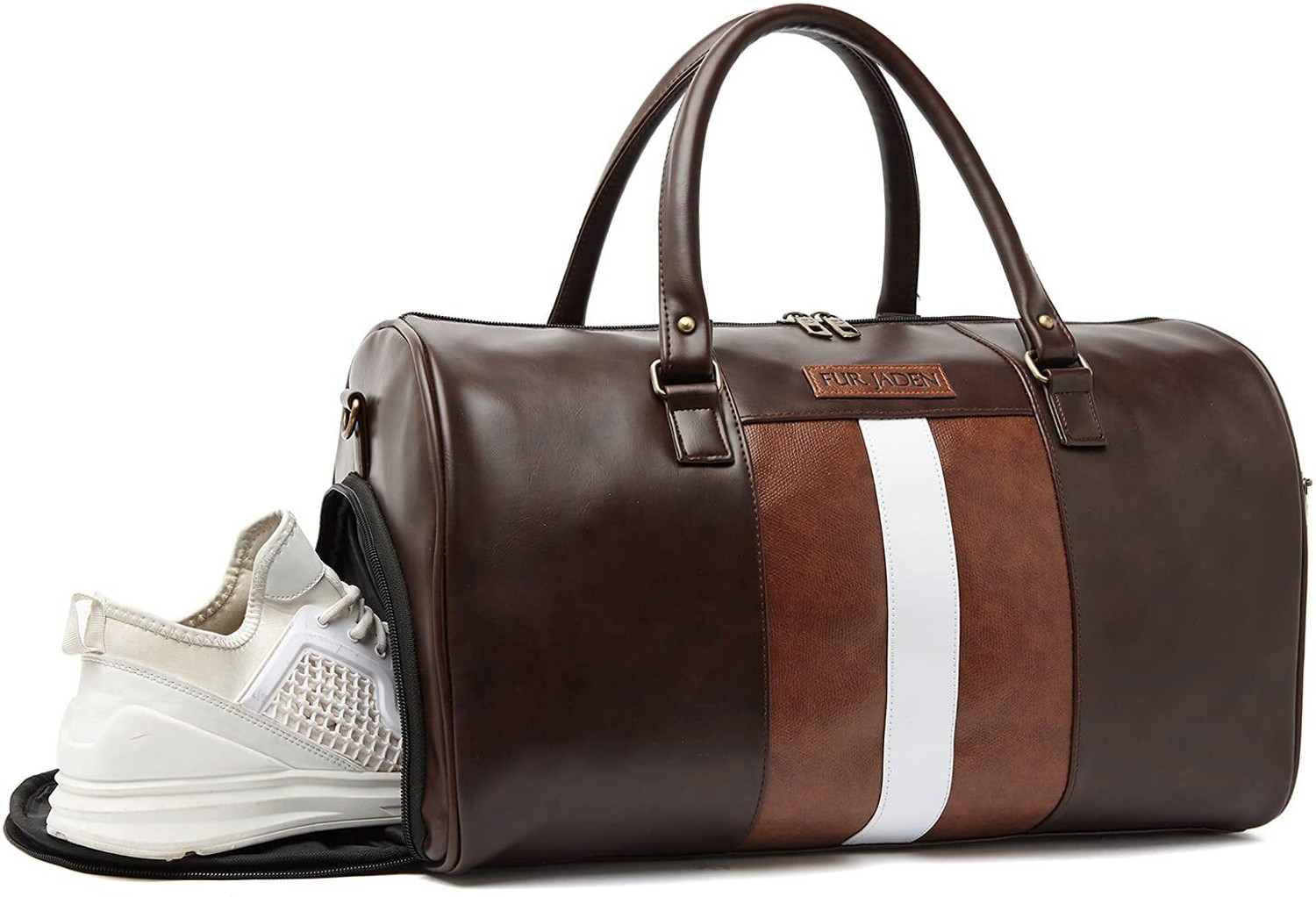 Image of FUR JADEN Vegan Leather Spacious Travel Duflle with Shoe Compartment Duffel Without Wheels