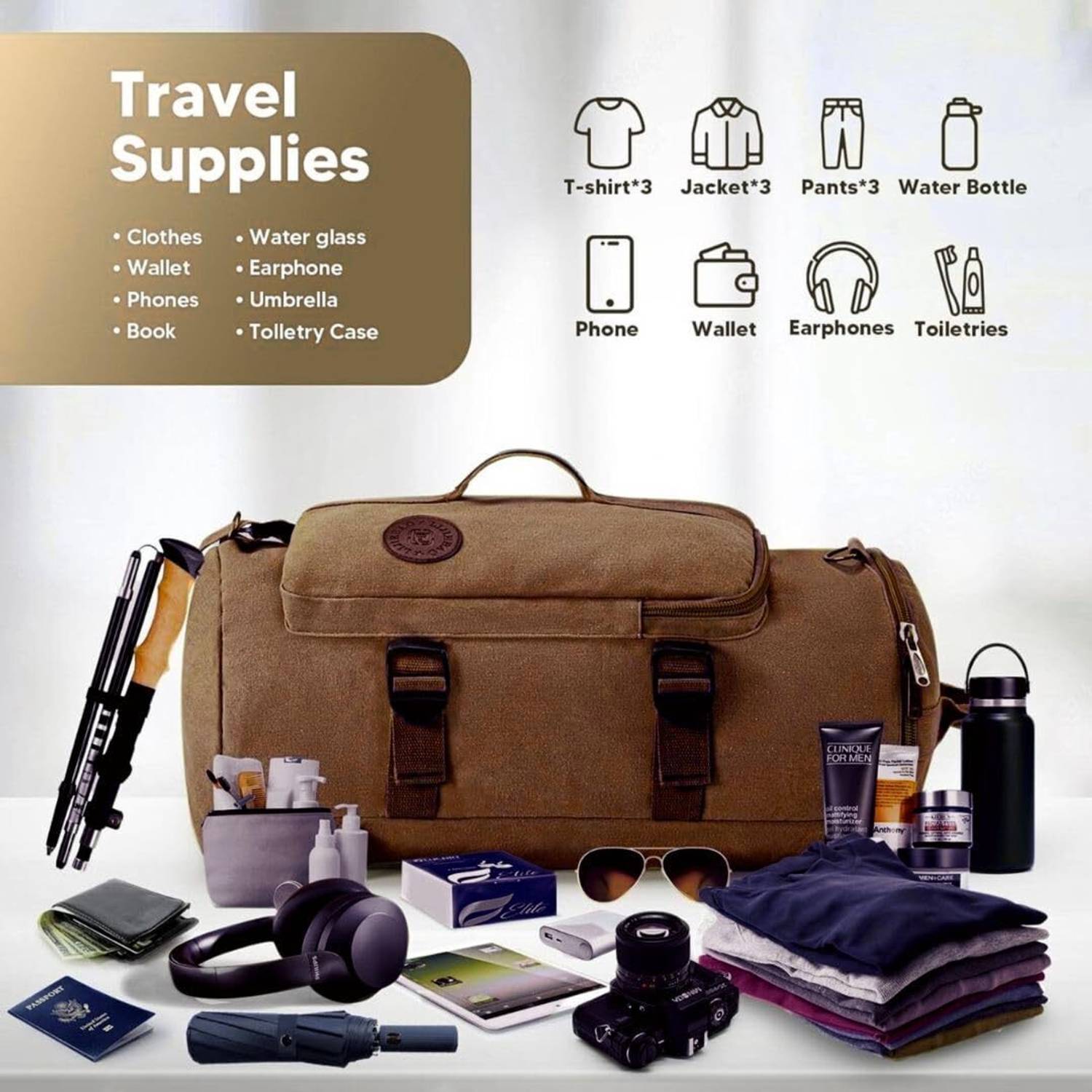KARRIER Brown Gym Duffel Bag - Image 4