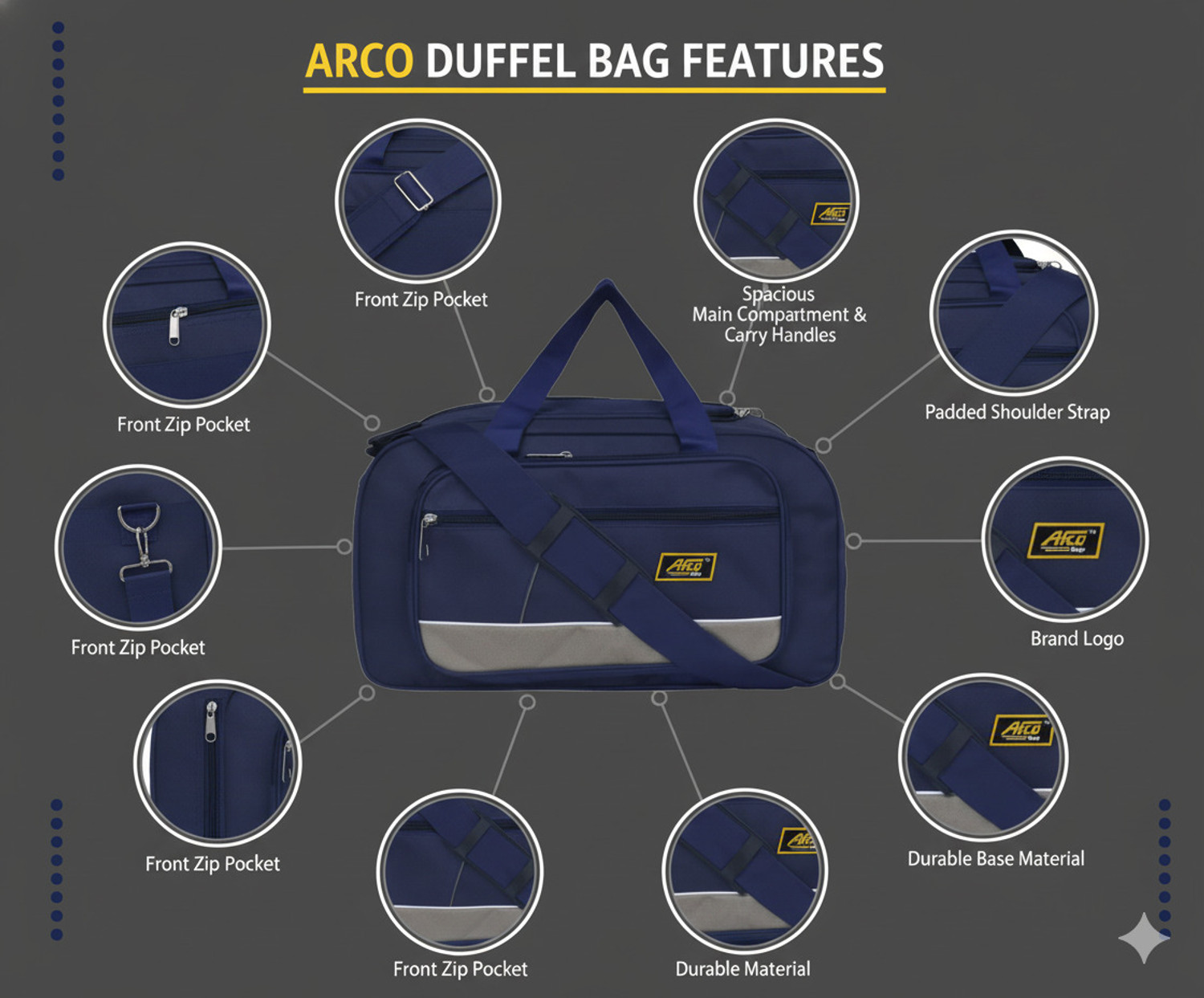 Image of Pixie Stylish Cabin Size Duffle Bag Duffel Without Wheels