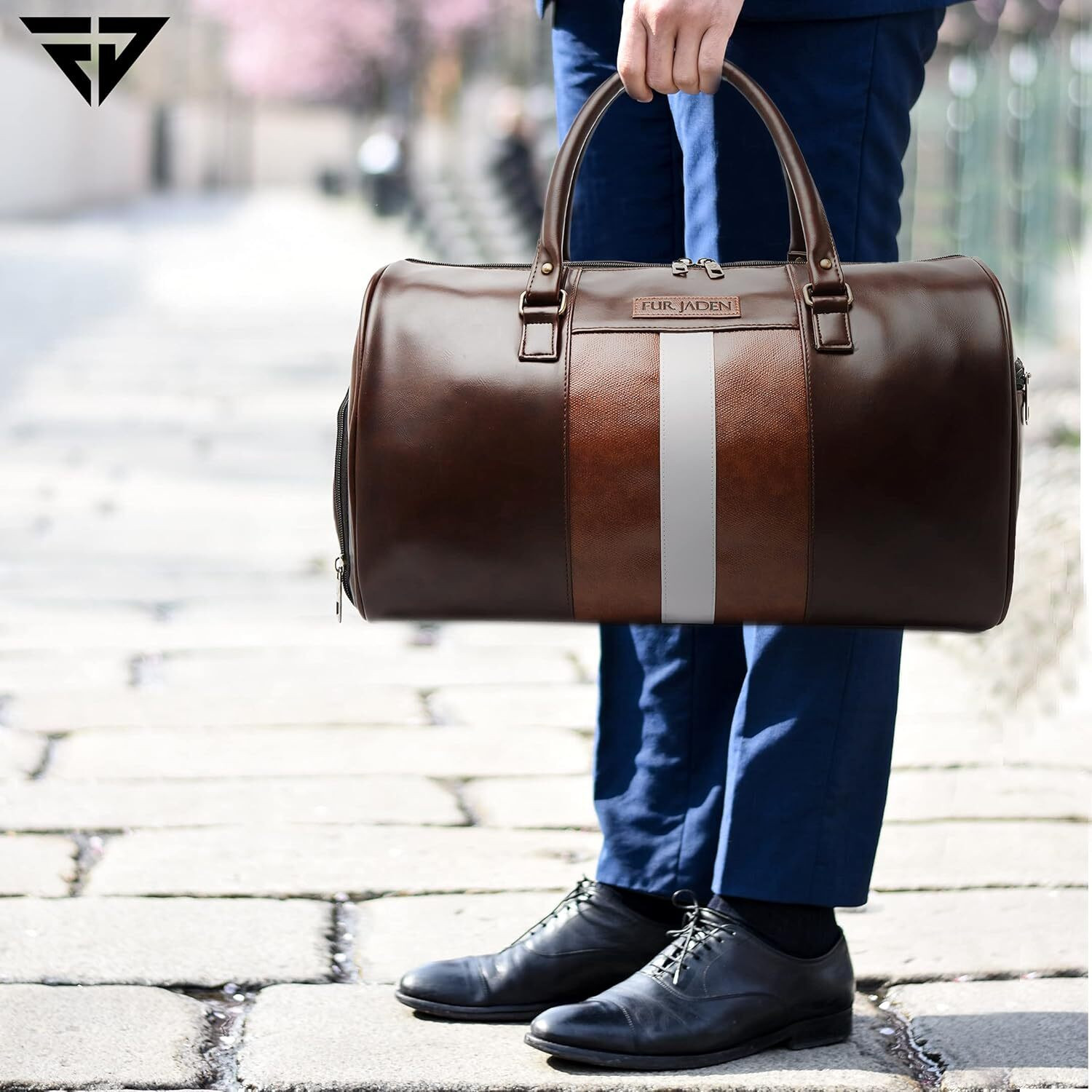 Image of FUR JADEN Vegan Leather Spacious Travel Duflle with Shoe Compartment Duffel Without Wheels