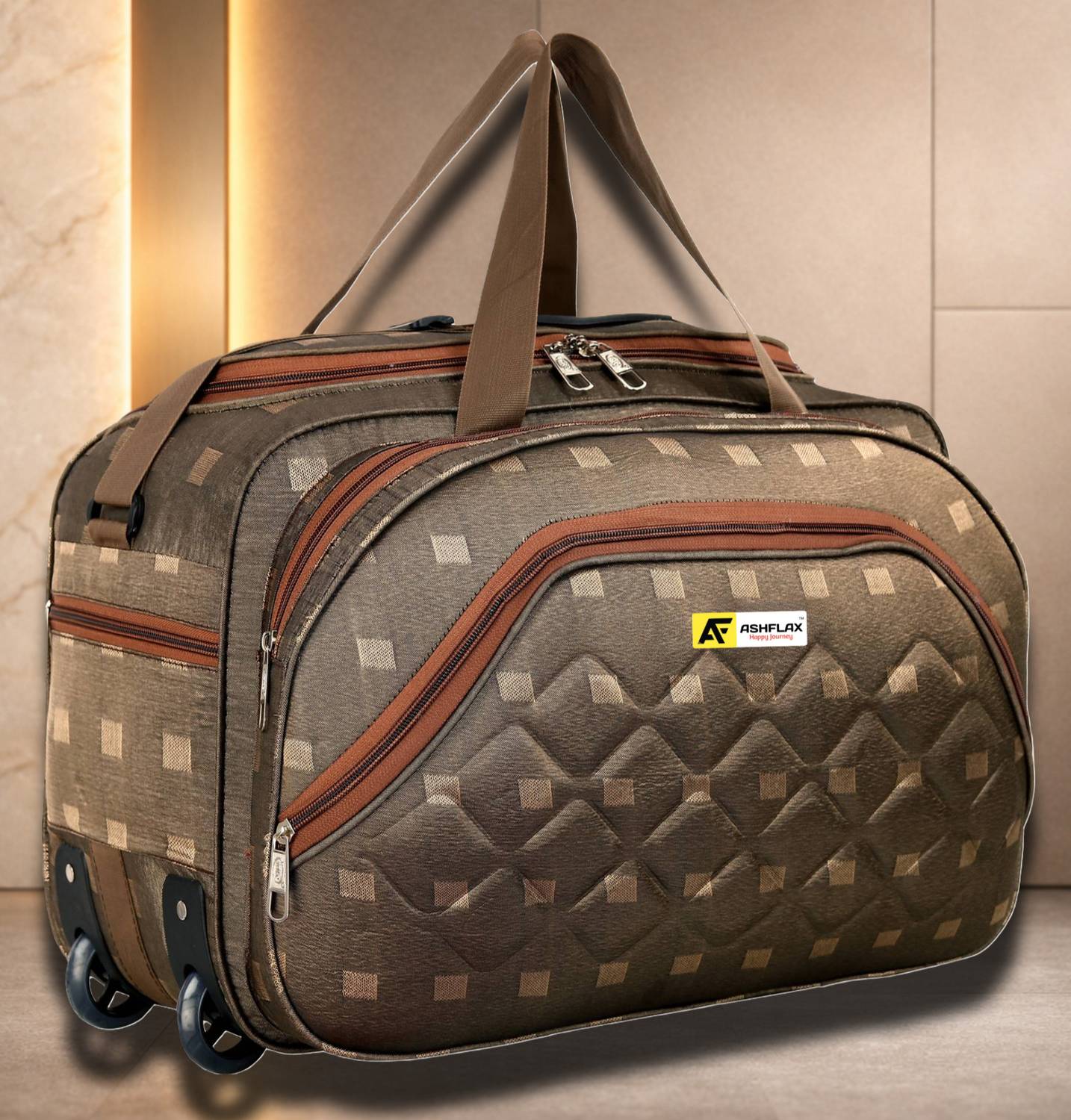 ASHFLAX 50L Strolley Duffle Bag - Luggage Bag for men & women with 2 wheeels Duffel With Wheels (Strolley)