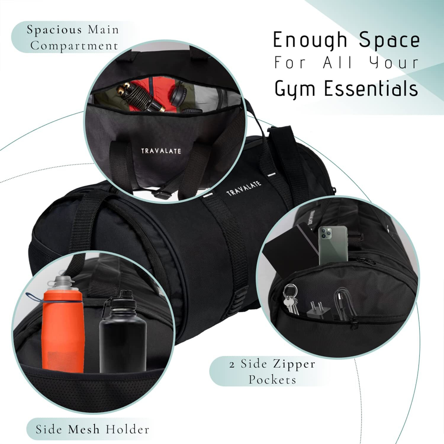 Image of Travalate Sports gym bag, Travel Duffel bag with show compartment for men and women Gym Duffel Bag
