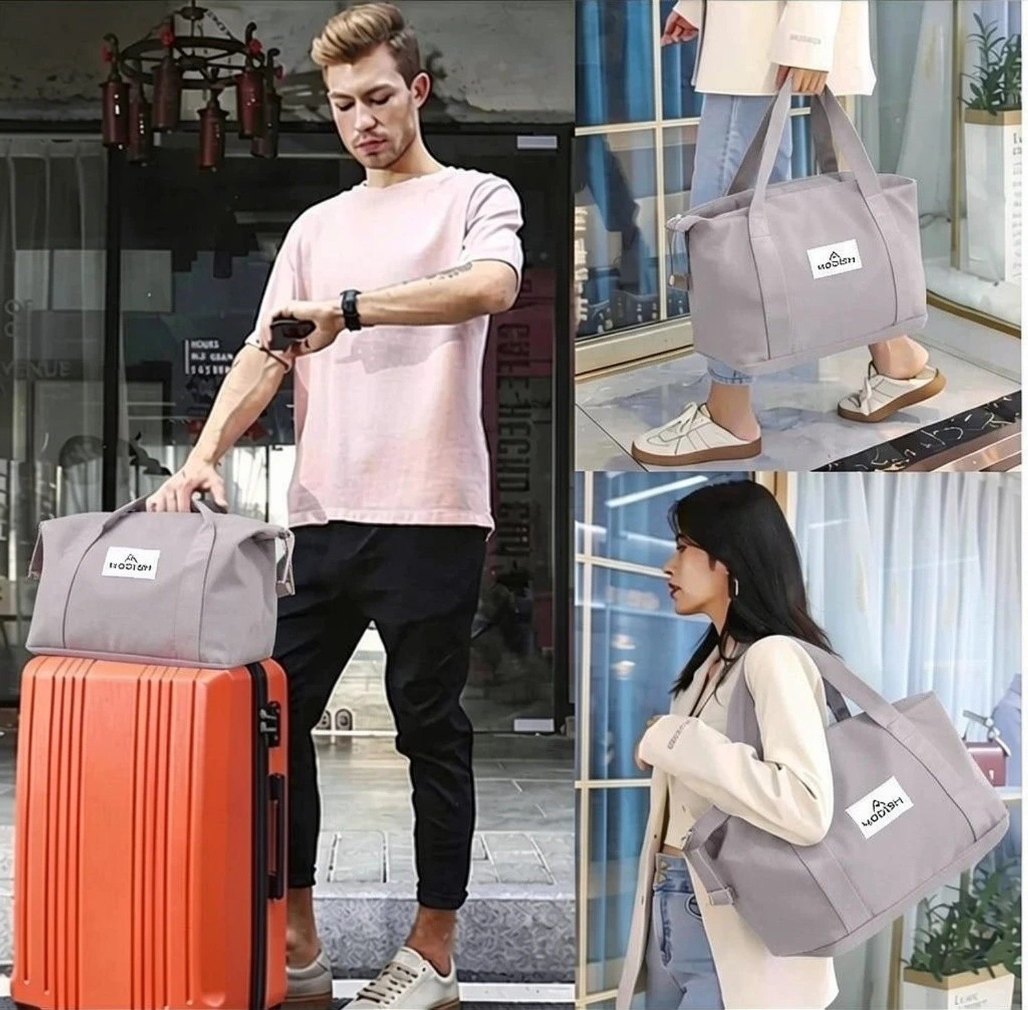 Image of MODISH (Expandable) Folding Travel Bag Waterproof Lightweight Handbag for Women Luggage Duffle Bags Gym Duffel Bag