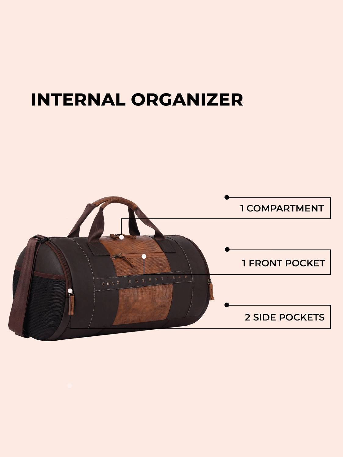 Gear Clubsport Gym Duffel Bag Brown - Image 4