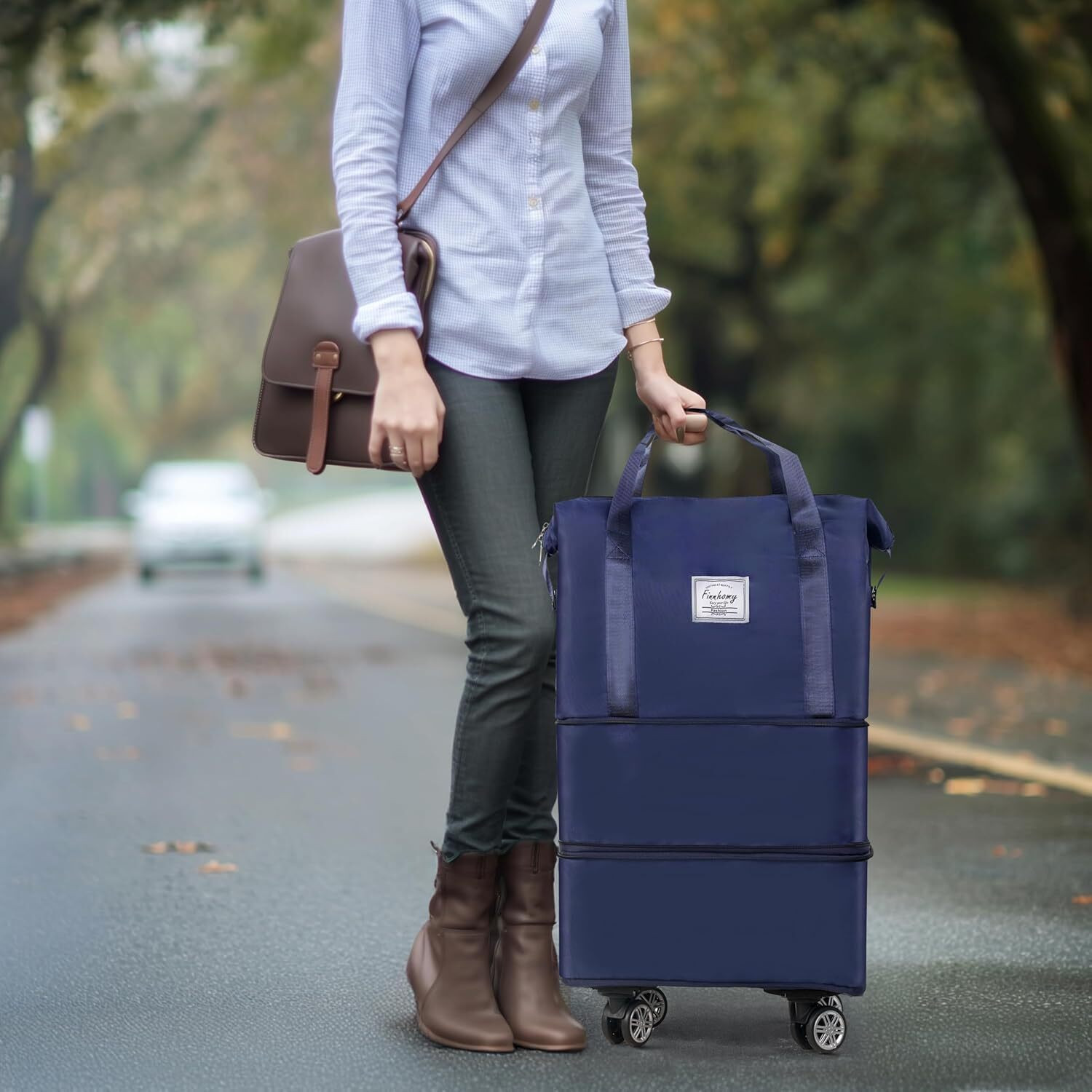 Image of MANIYA ENTERPRISE (Expandable) Rolling Duffle Bag with Wheels, Expandable Foldable Duffle Bag Duffel With Wheels (Strolley)