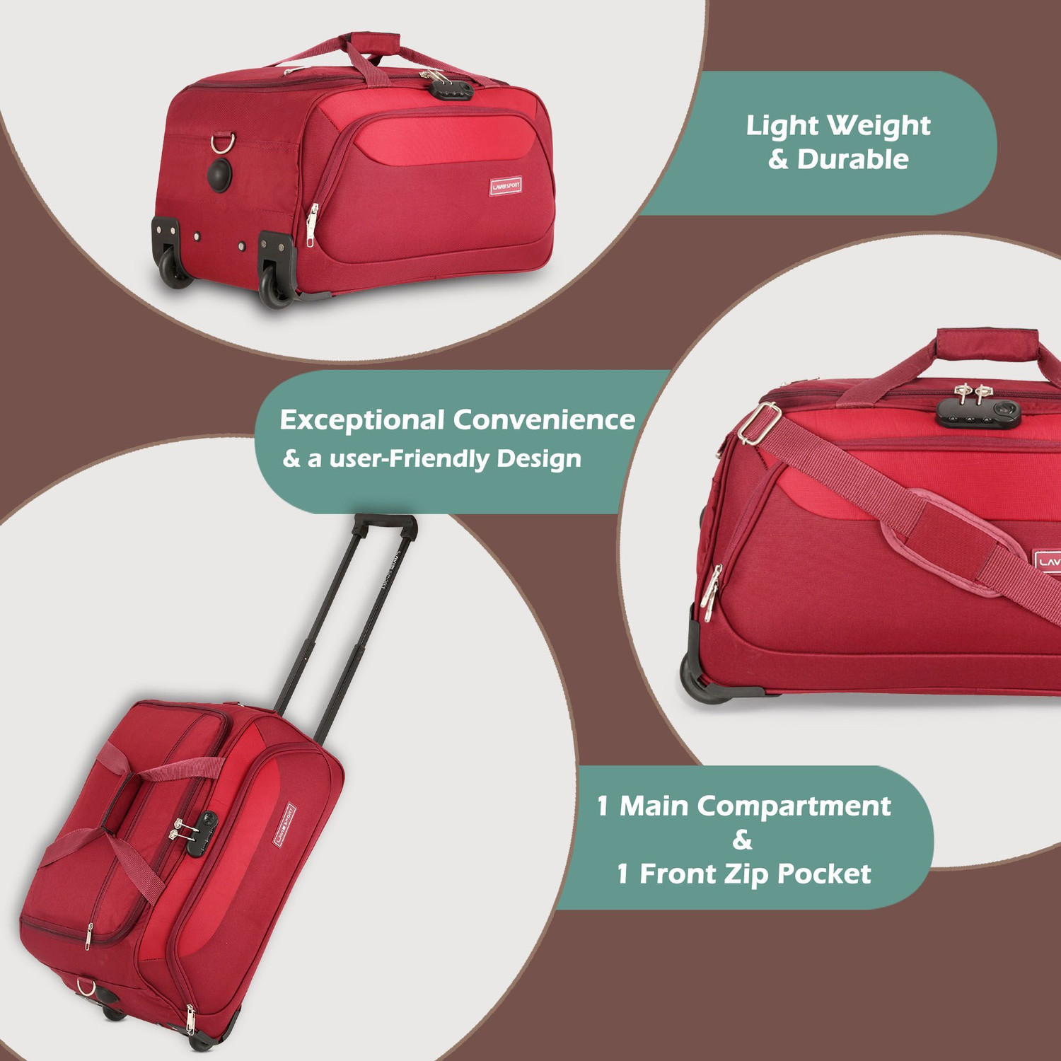 Image of Lavie Sport Sage Small Trolley Duffel With Wheels (Strolley)