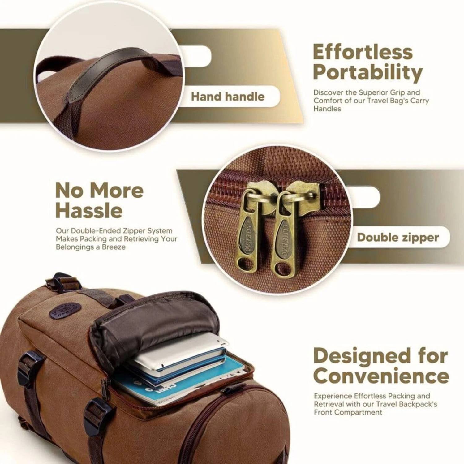 KARRIER Brown Gym Duffel Bag - Image 2