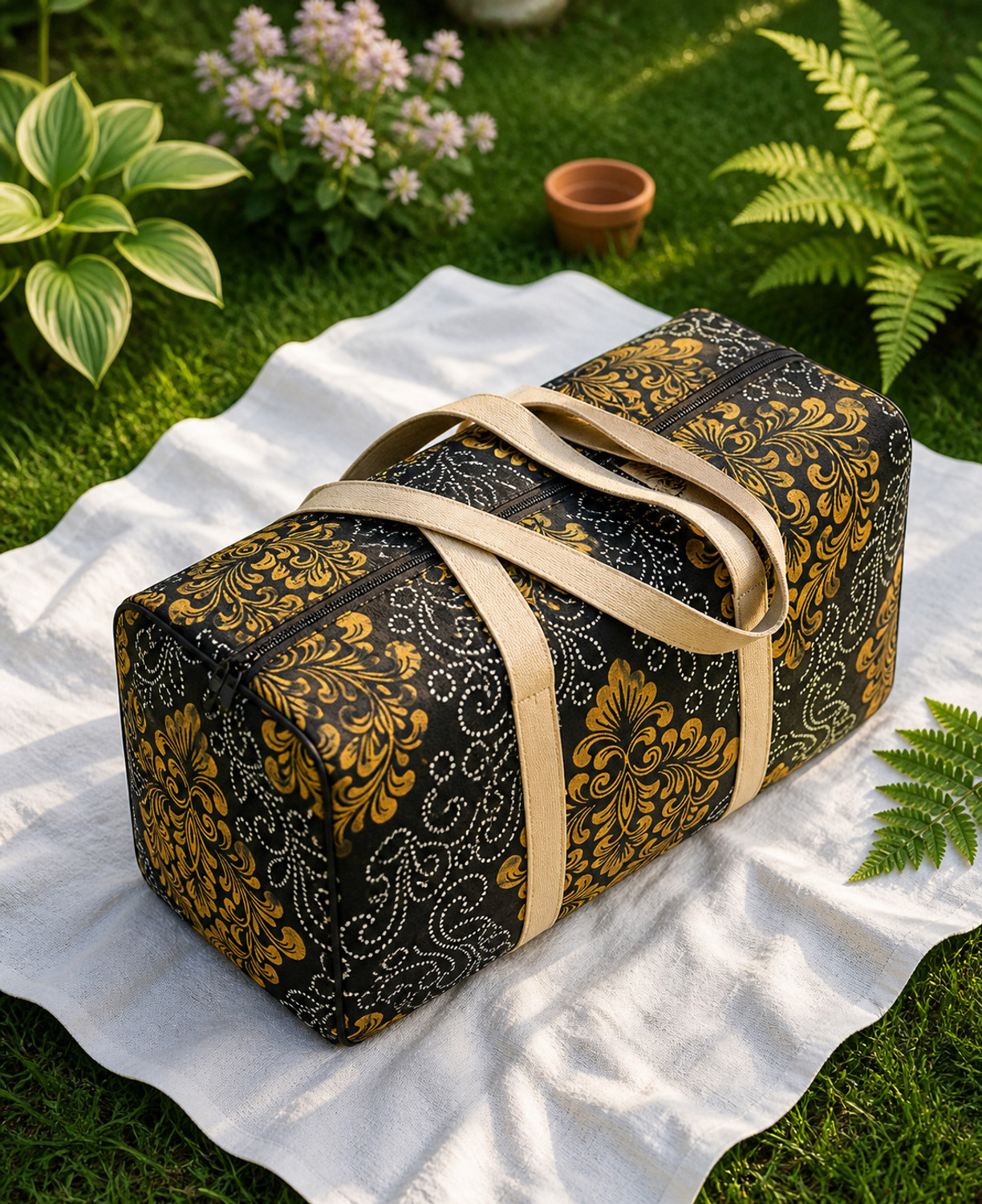 Image of Saaenter Luxury Elegant Floral Design 60 Ltr Weekender Travel Duffel Bag Duffel Without Wheels