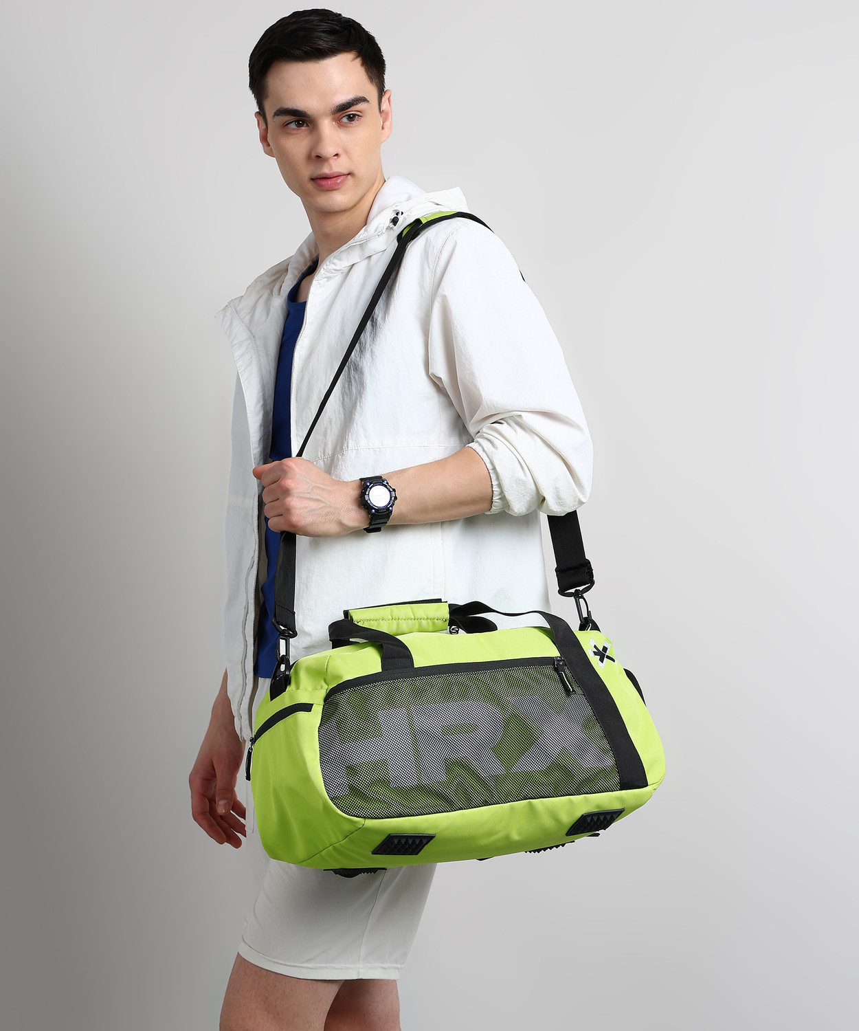 Image of HRX by Hrithik Roshan Unisex Gym Duffle Bag With Shoe Compartment & Slot For Yoga Mat Gym Duffel Bag