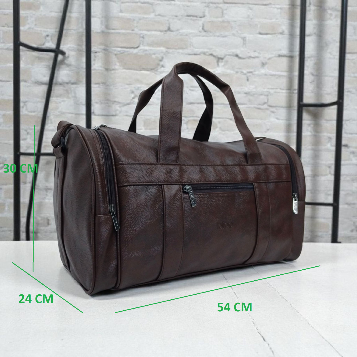 Image of BIBO brown leather travel duffle bag for men and women Duffel Without Wheels
