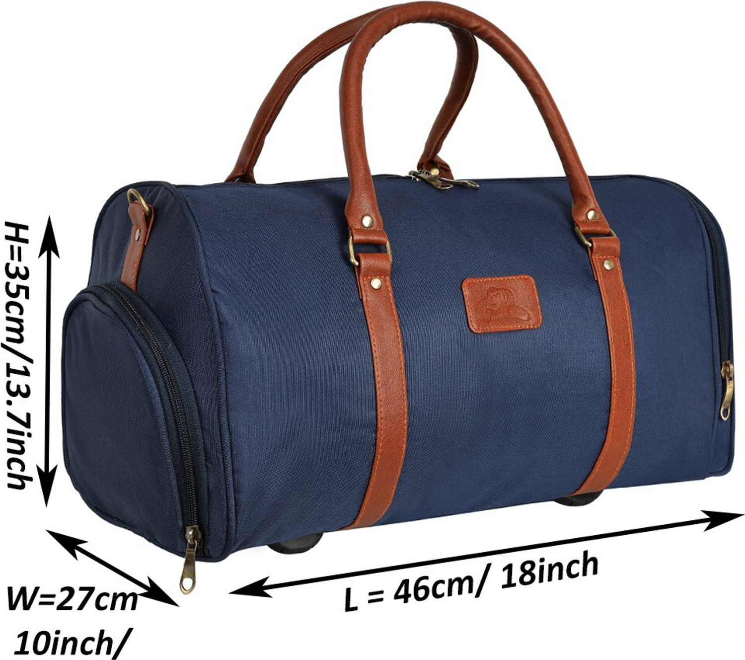 Image of Leather World Nylon Blue Color With Shoe Storage Duffel Without Wheels