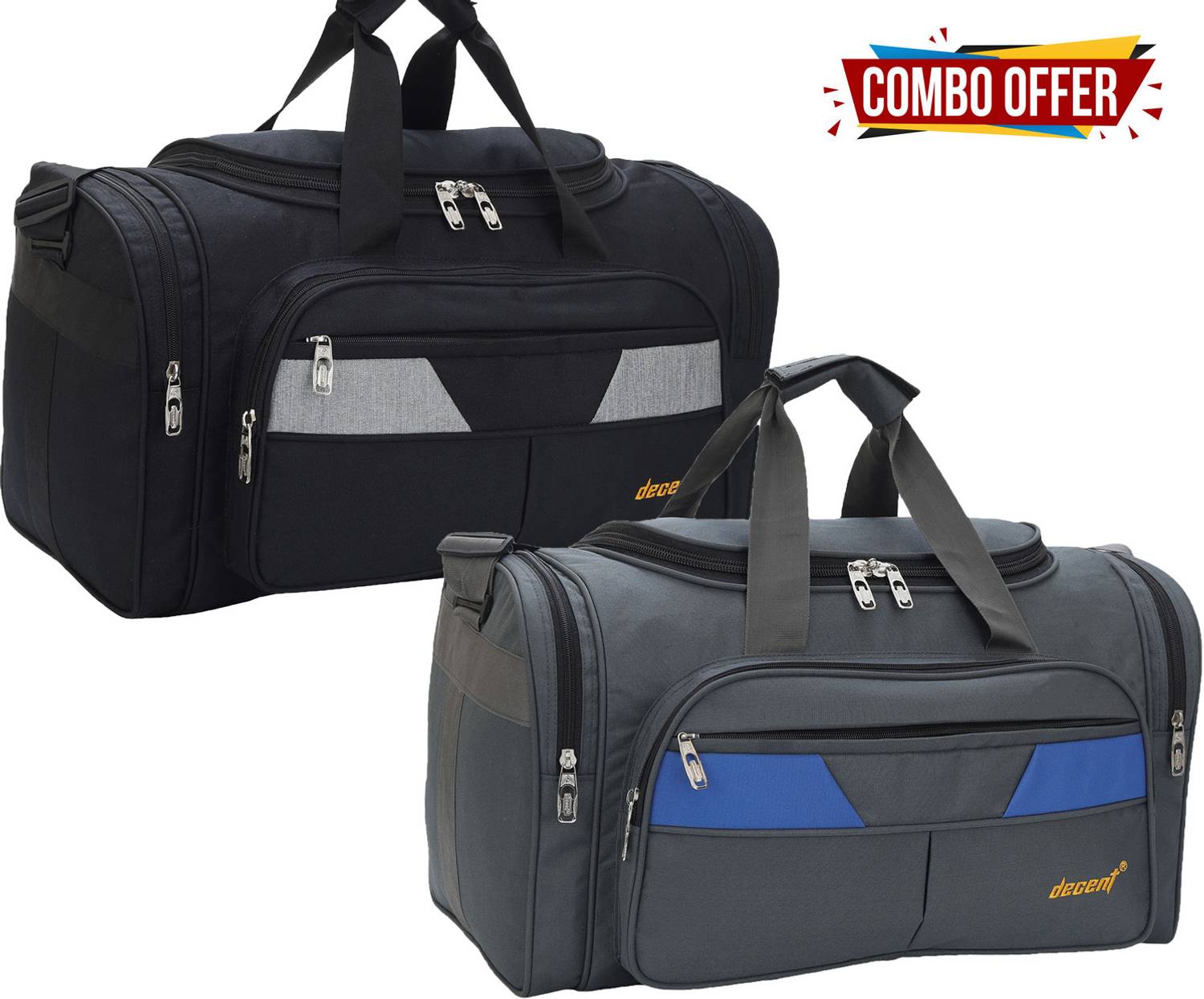 MS DECENT LUGGAGE (Expandable) Grey & Black Combo Luggage Travel Heavy Duty Air bag Duffel Without Wheels