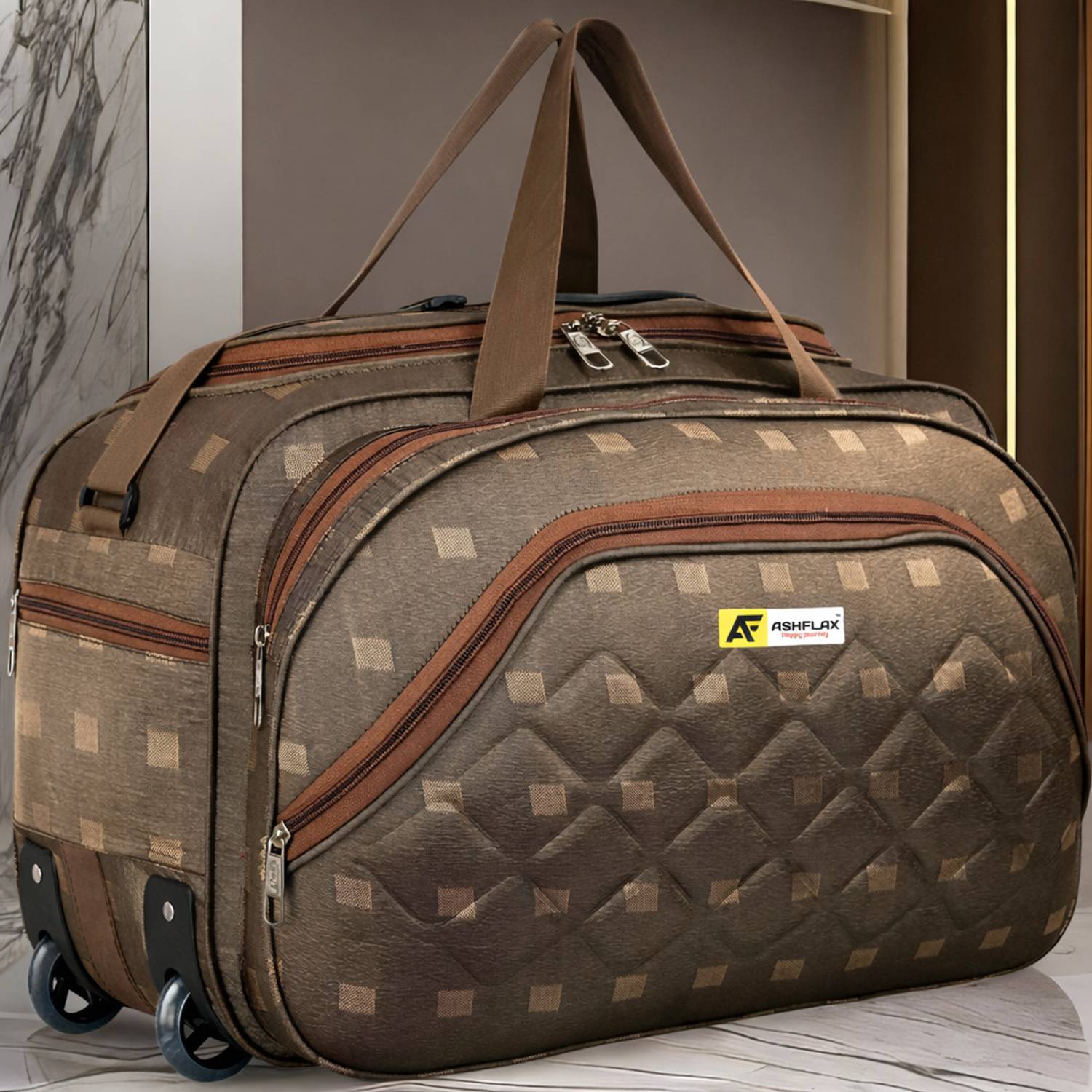 ASHFLAX 0L Strolley Duffle Bag - Luggage Bag for men & women with 2 wheeels Duffel With Wheels (Strolley)