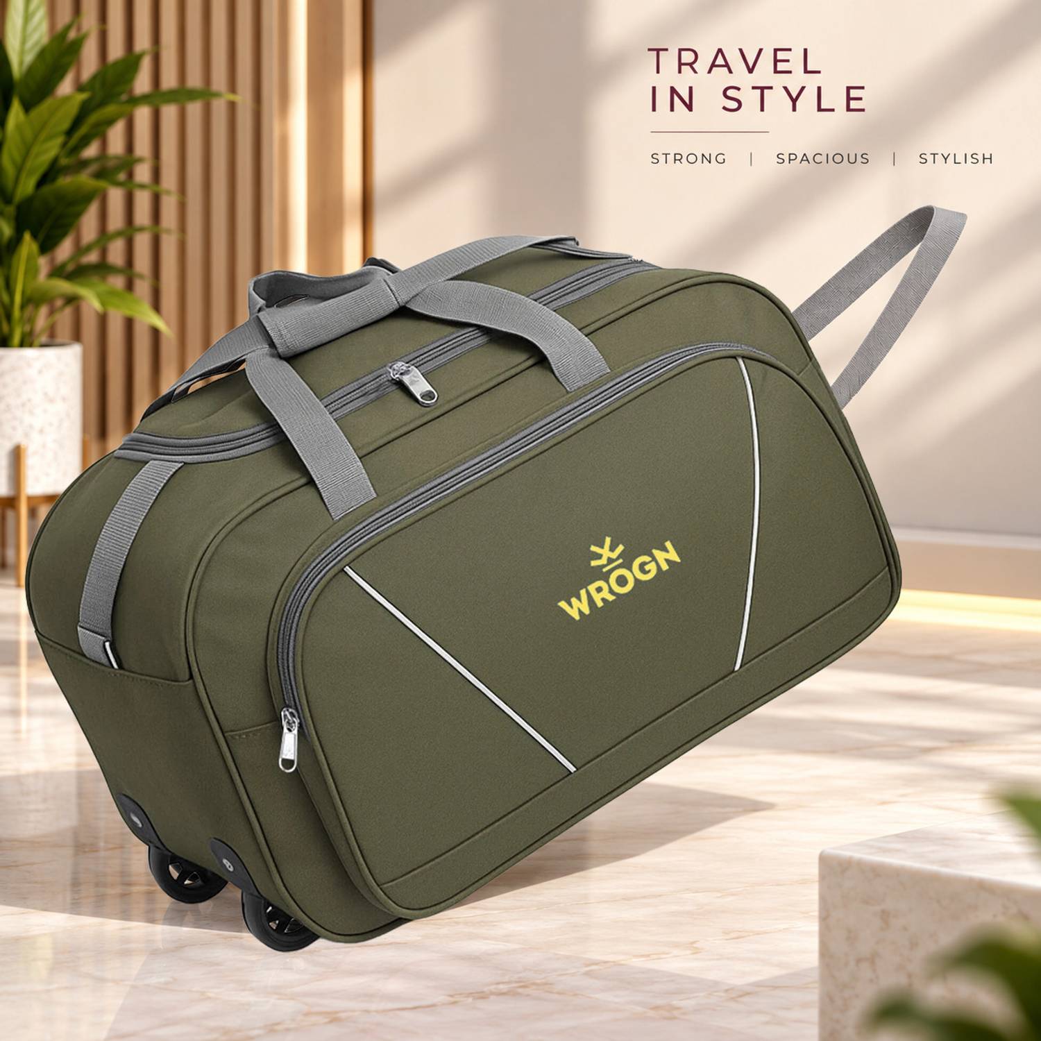 WROGN Premium 55L Unisex Laguauge Bag For Tour & Travel Duffel With Wheels (Strolley)