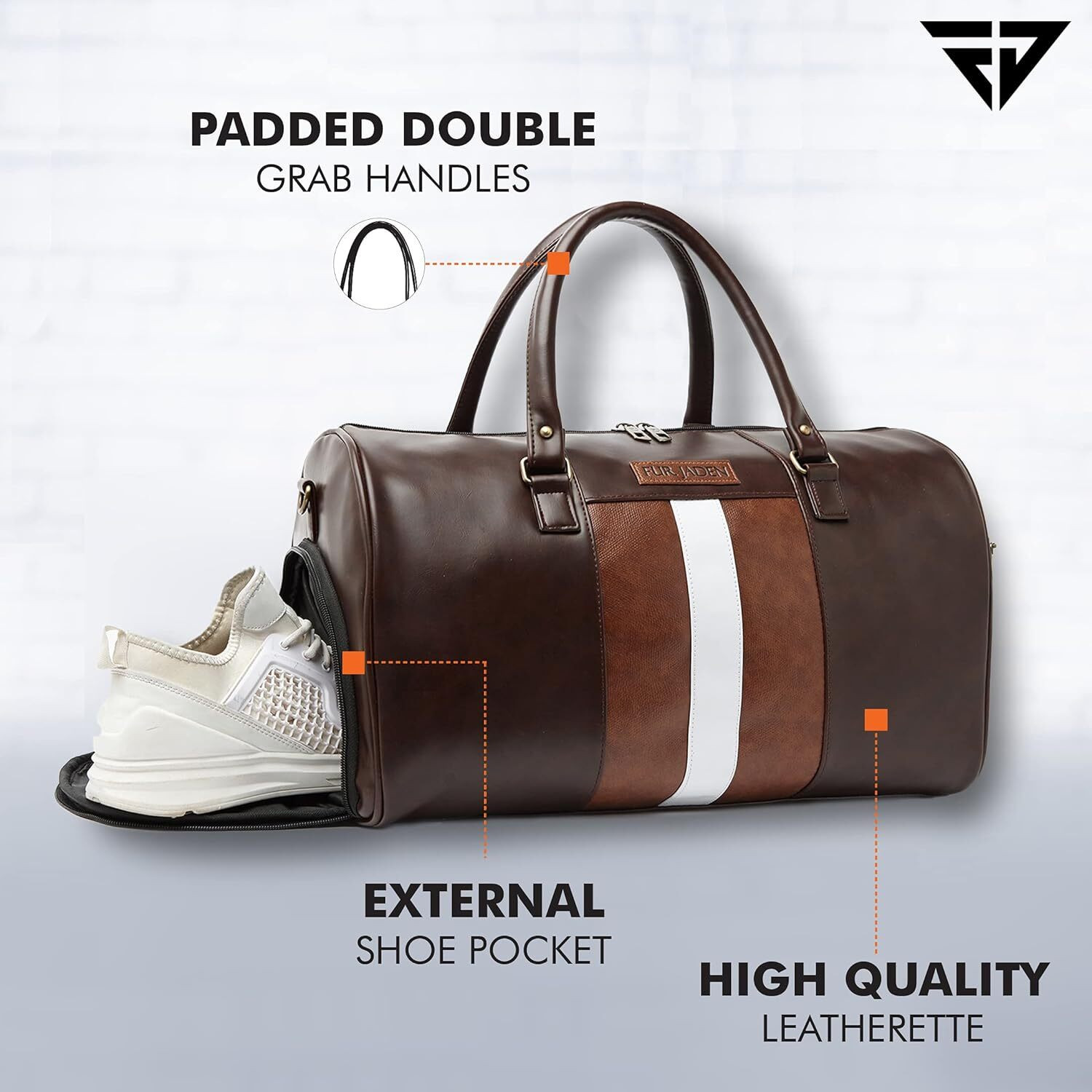 Image of FUR JADEN Vegan Leather Spacious Travel Duflle with Shoe Compartment Duffel Without Wheels