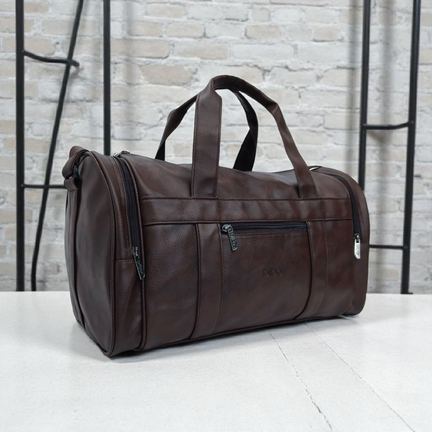 Image of BIBO brown leather travel duffle bag for men and women Duffel Without Wheels