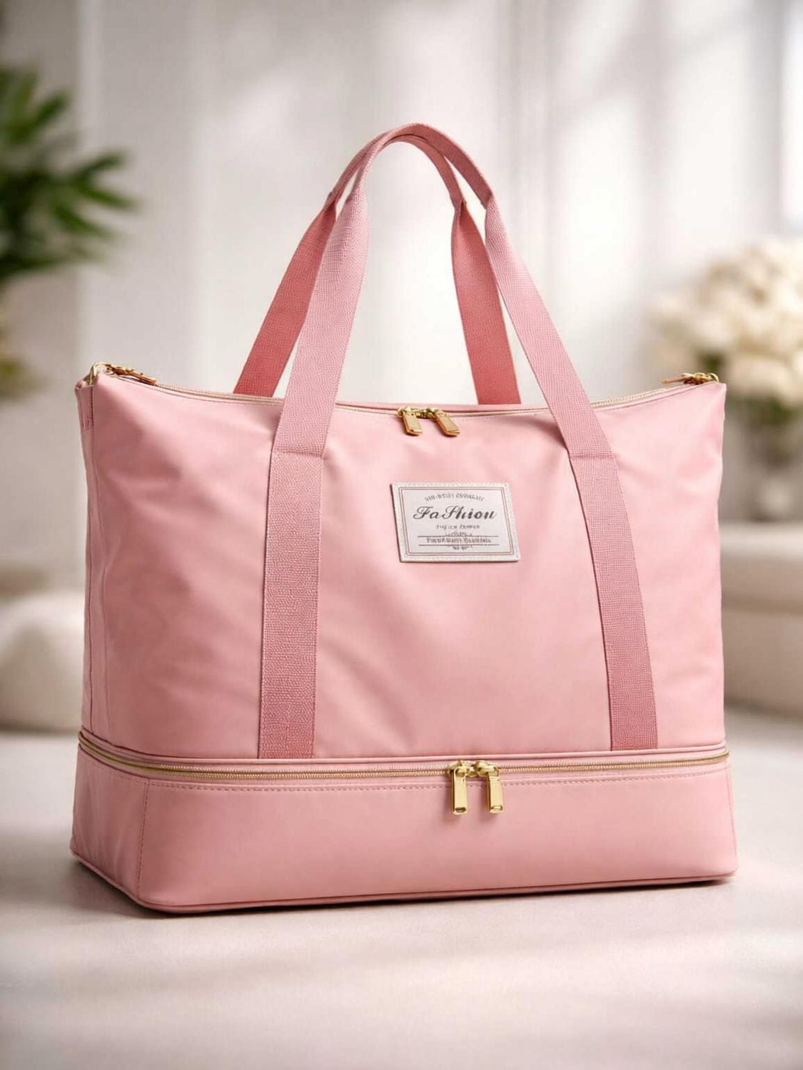 Image of Veara (Expandable) 45 L Hand Duffel Bag - Large Capacity Duffle Bag, Travel Bag for Women - Pink Duffel Without Wheels