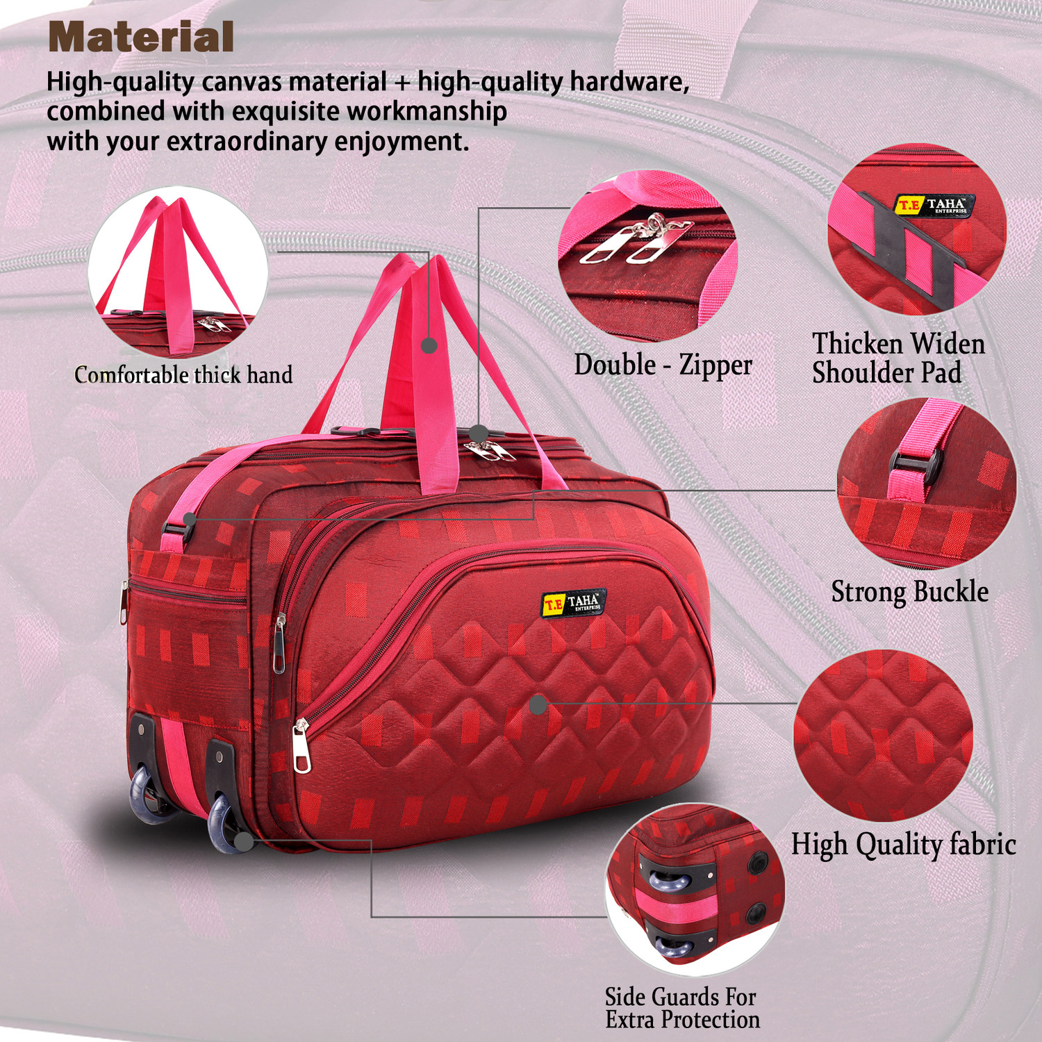 Image of TAHAFASHION (Expandable) Duffle bags luggage bag for men & women with 2 wheels trolley cabin travel bag Duffel With Wheels (Strolley)