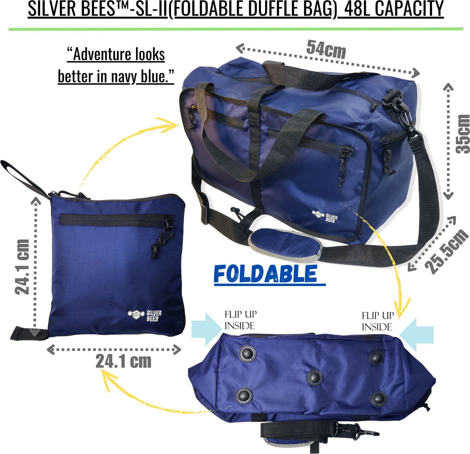 Image of SILVERBEES 50 L Hand Duffel Bag - SL FOLDABLE DUFFLE BAG - Blue - Large Capacity