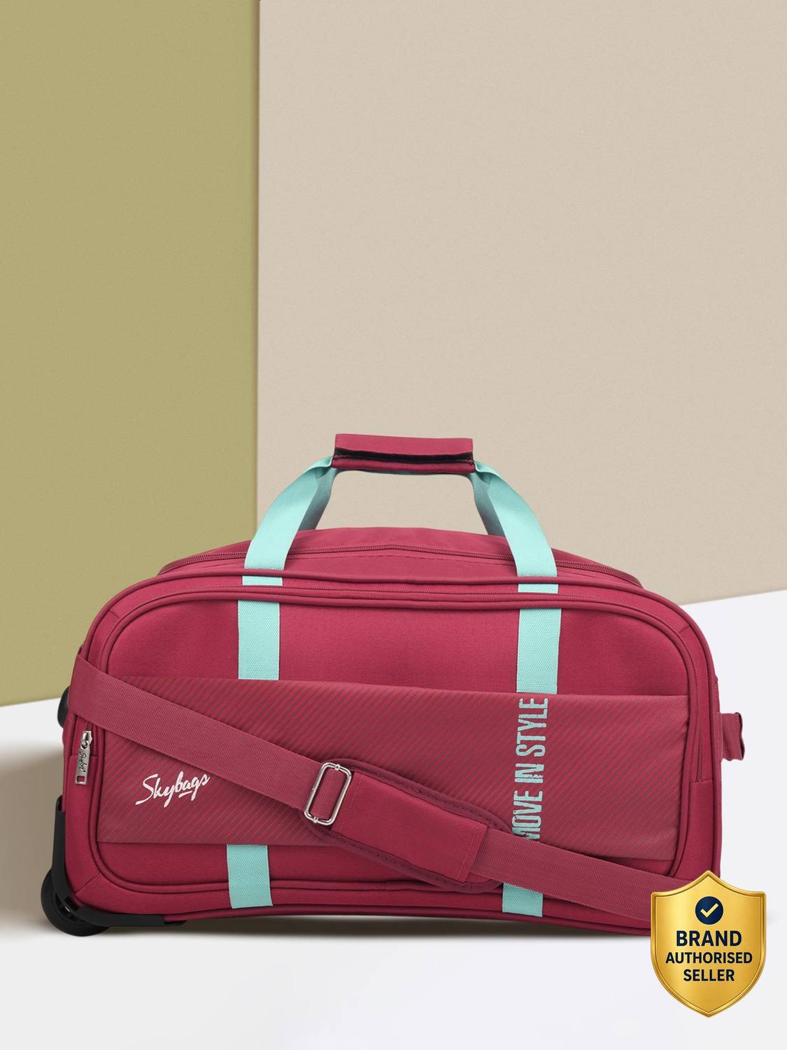 SKYBAGS Cult Polyester 52 cm Medium Size | Stylish Duffel Trolley with Wheels|Red-Unisex Duffel With Wheels (Strolley)
