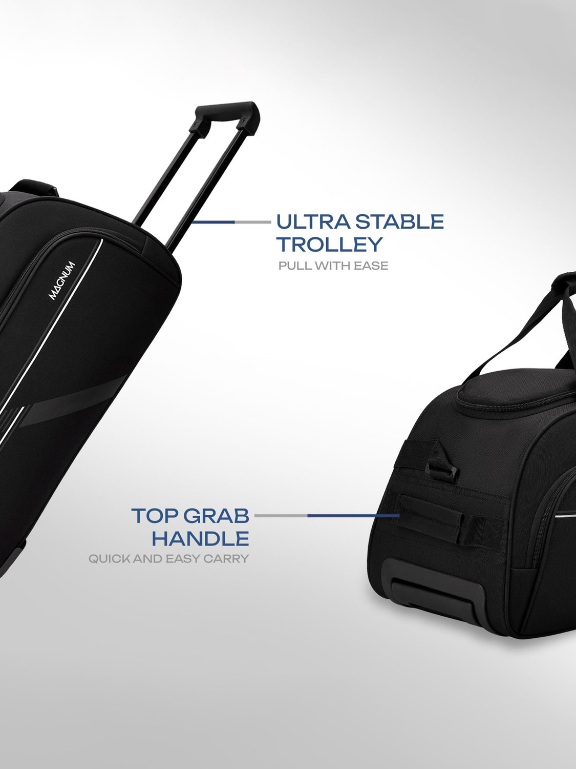 Image of Magnum by Safari THRUST 57 RDFL BLACK Duffel With Wheels (Strolley)